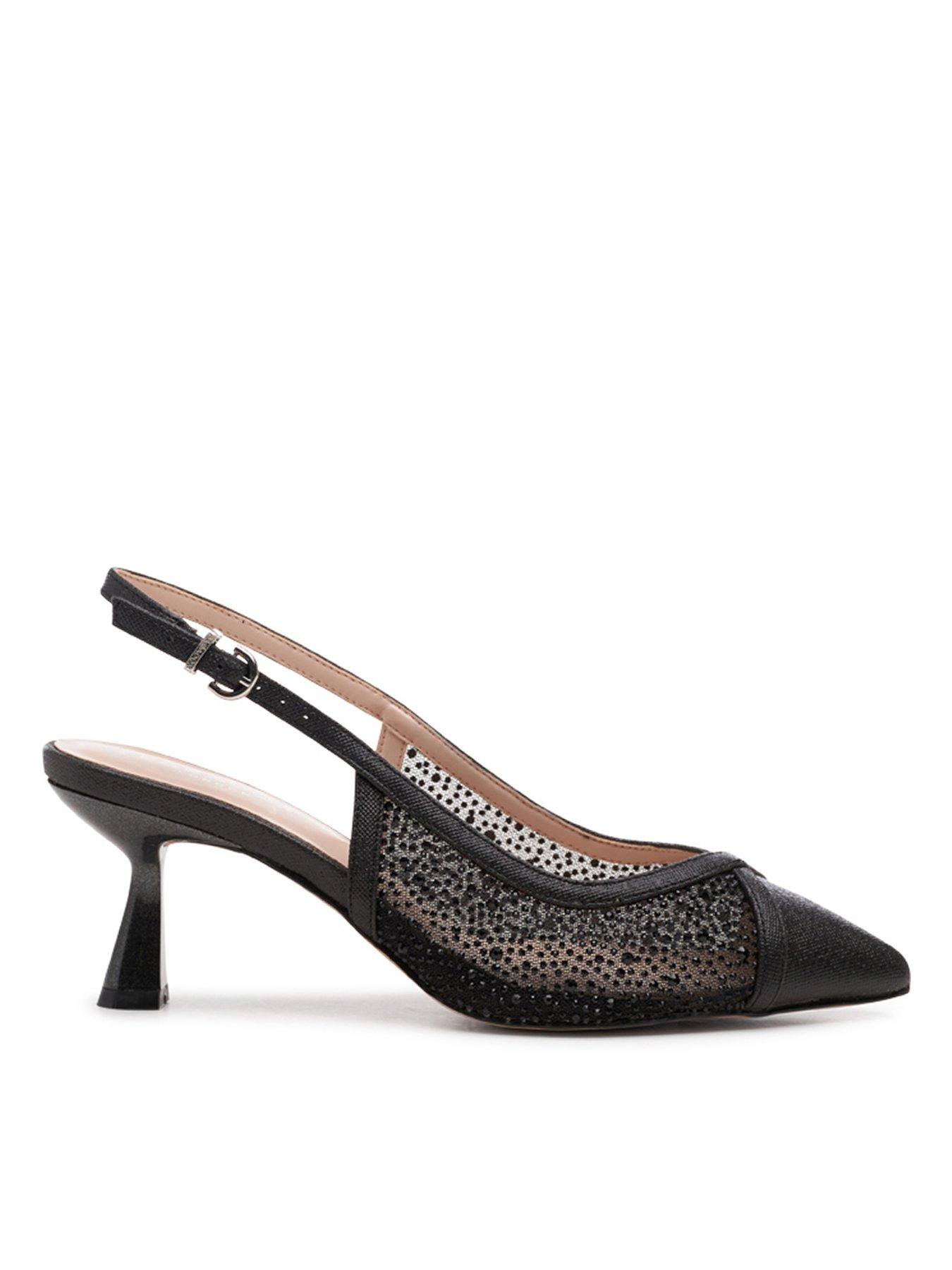 Paradox London Fascinate Shimmer Wide Fit Slingback Heel - Black
