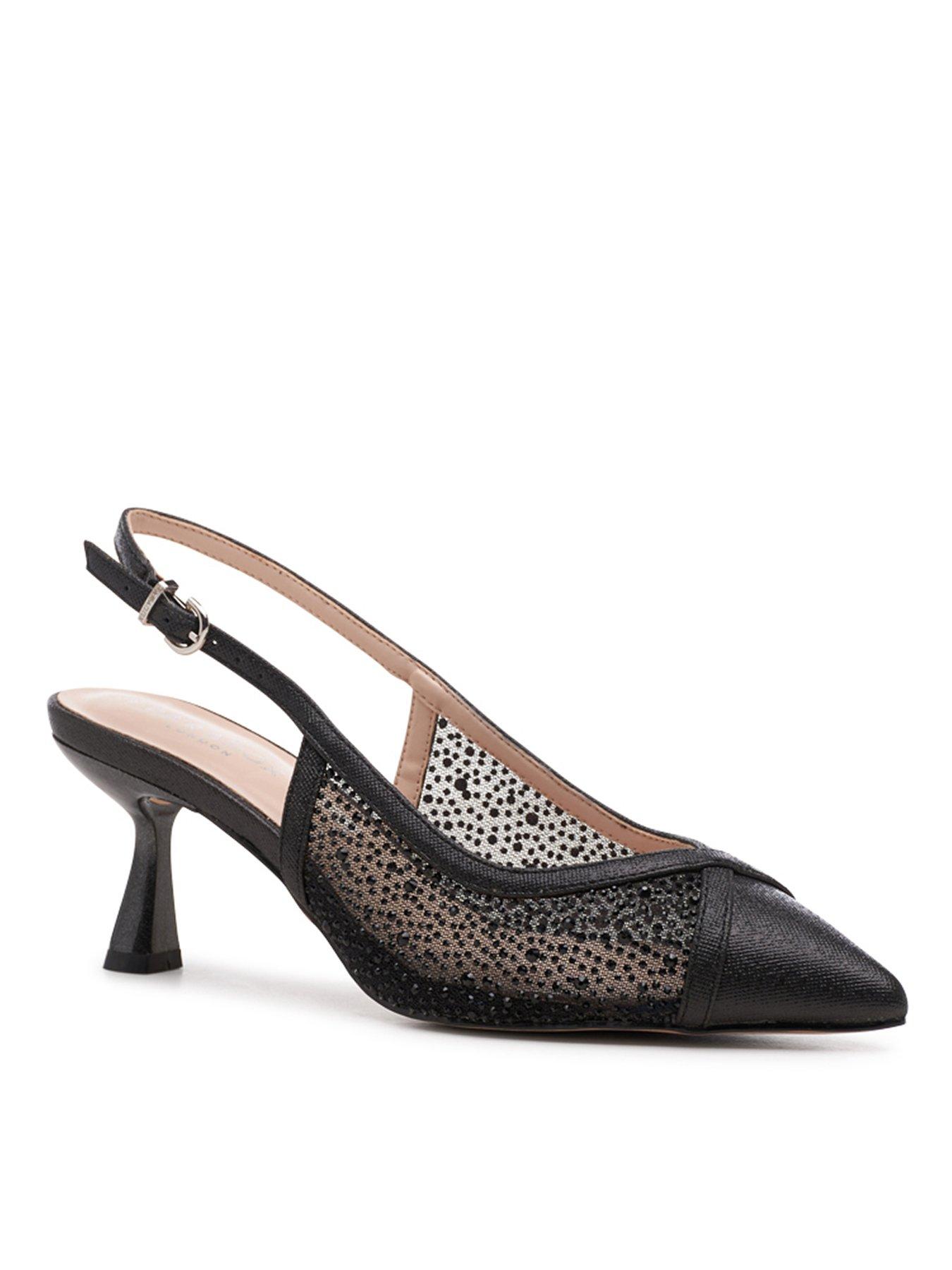 Image 2 of 7 of Paradox London Fascinate Shimmer Wide Fit Slingback Heel - Black