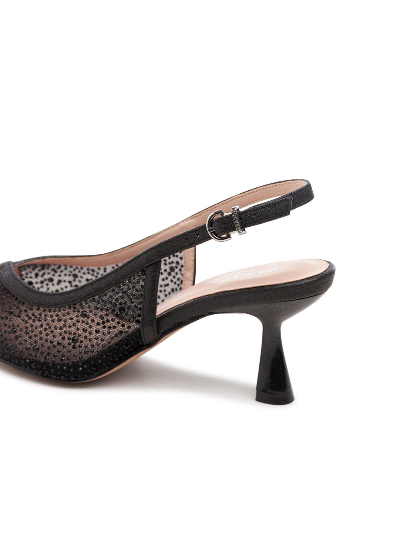Image 7 of 7 of Paradox London Fascinate Shimmer Wide Fit Slingback Heel - Black