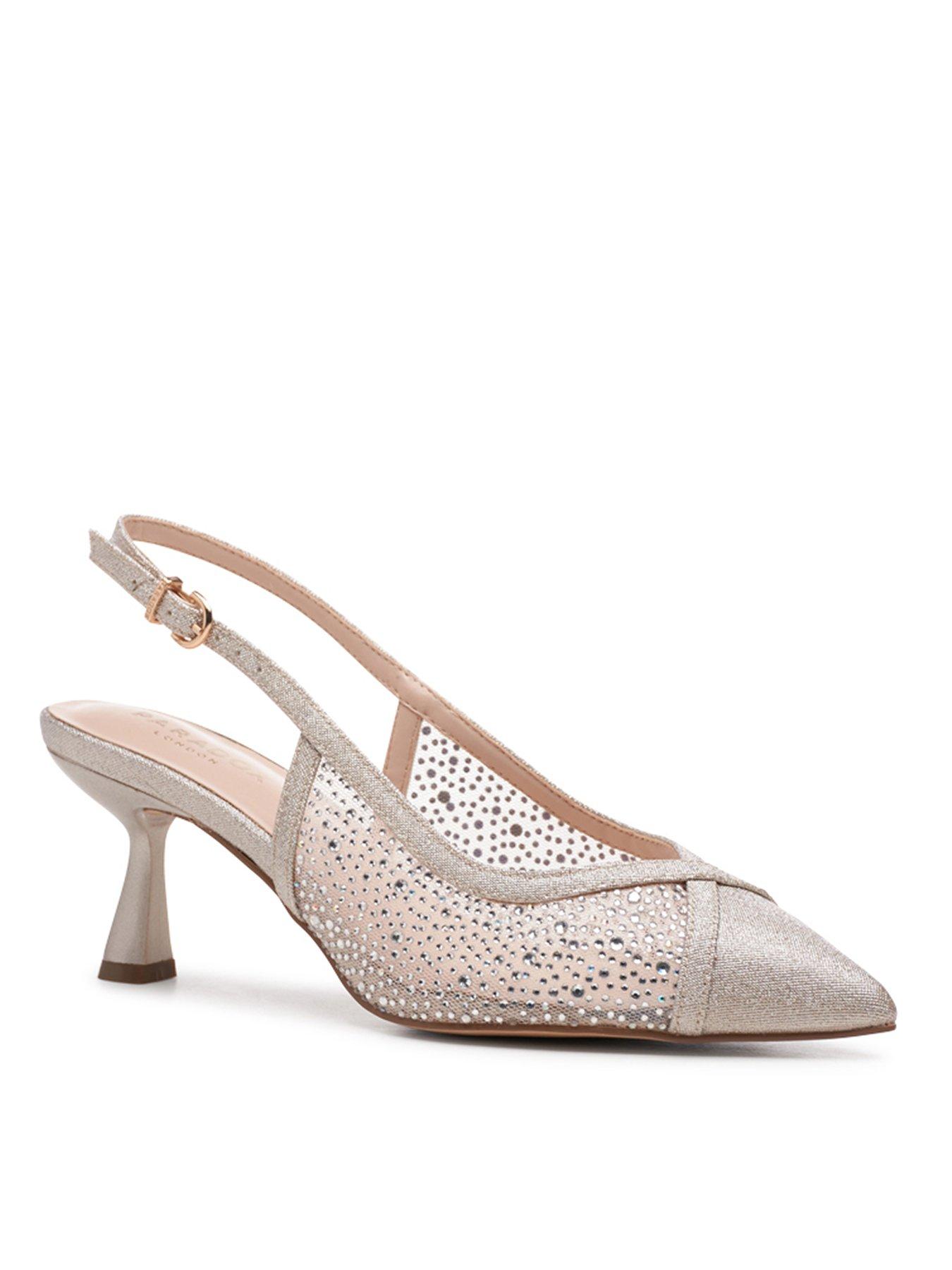 Image 2 of 7 of Paradox London Fascinate Shimmer Wide Fit Slingback Heel - Champagne