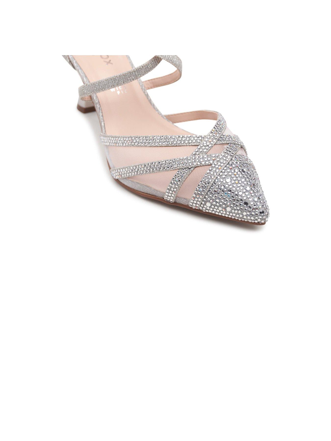 Image 6 of 7 of Paradox London Fresco Glitter Wide Fit Strappy Heel - Silver