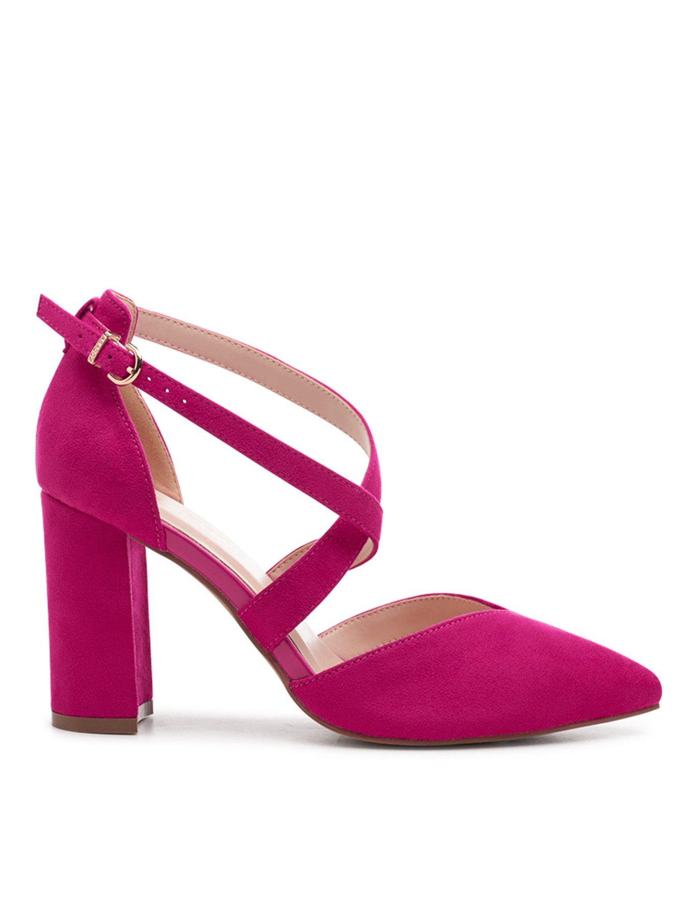 Paradox London Finula Micro Suede Wide Fit Heel - Fuchsia