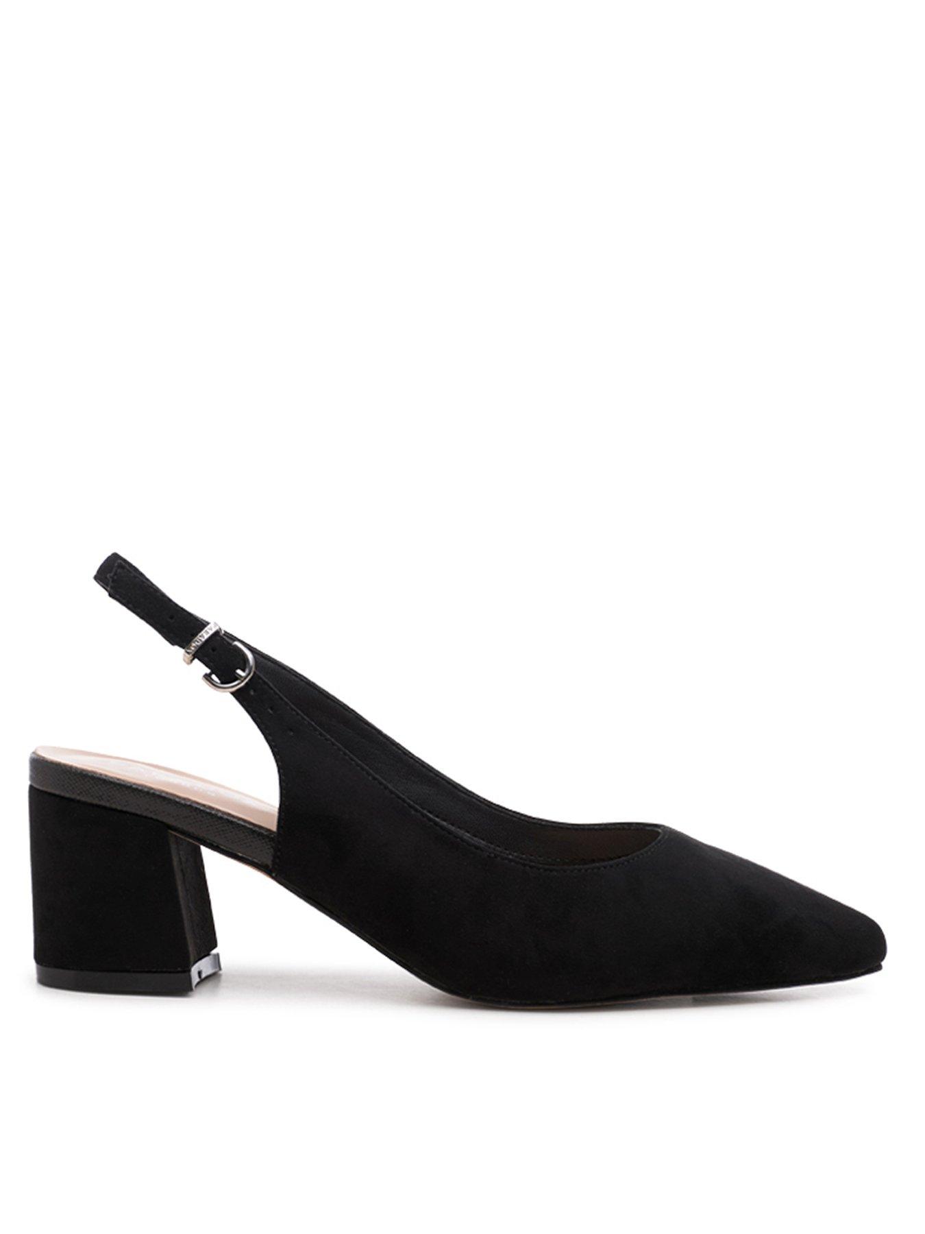 Paradox London Flynn Micro Suede Wide Fit Heel - Black