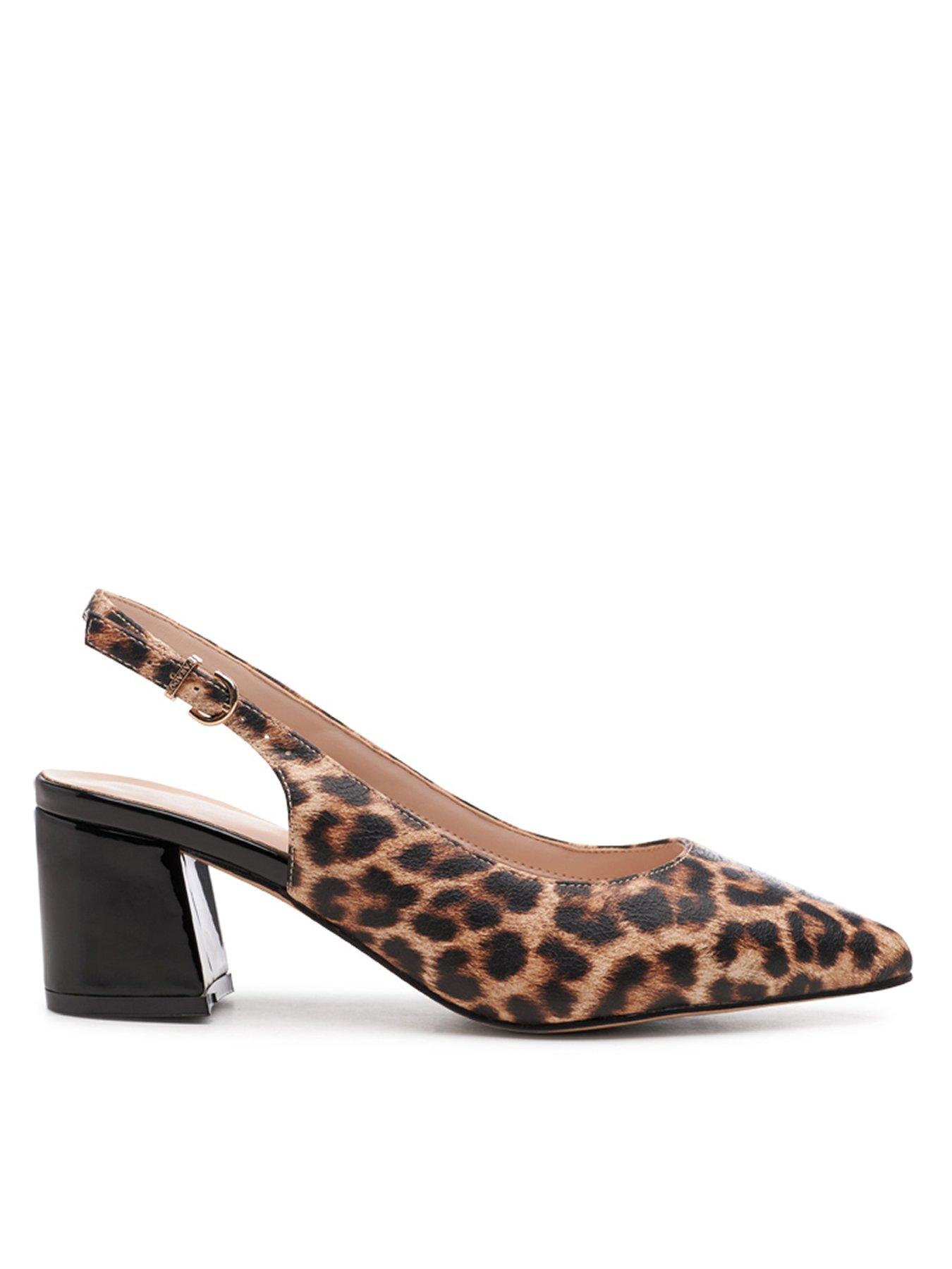 Paradox London Flynn Leopard Print Wide Fit Heel - Black