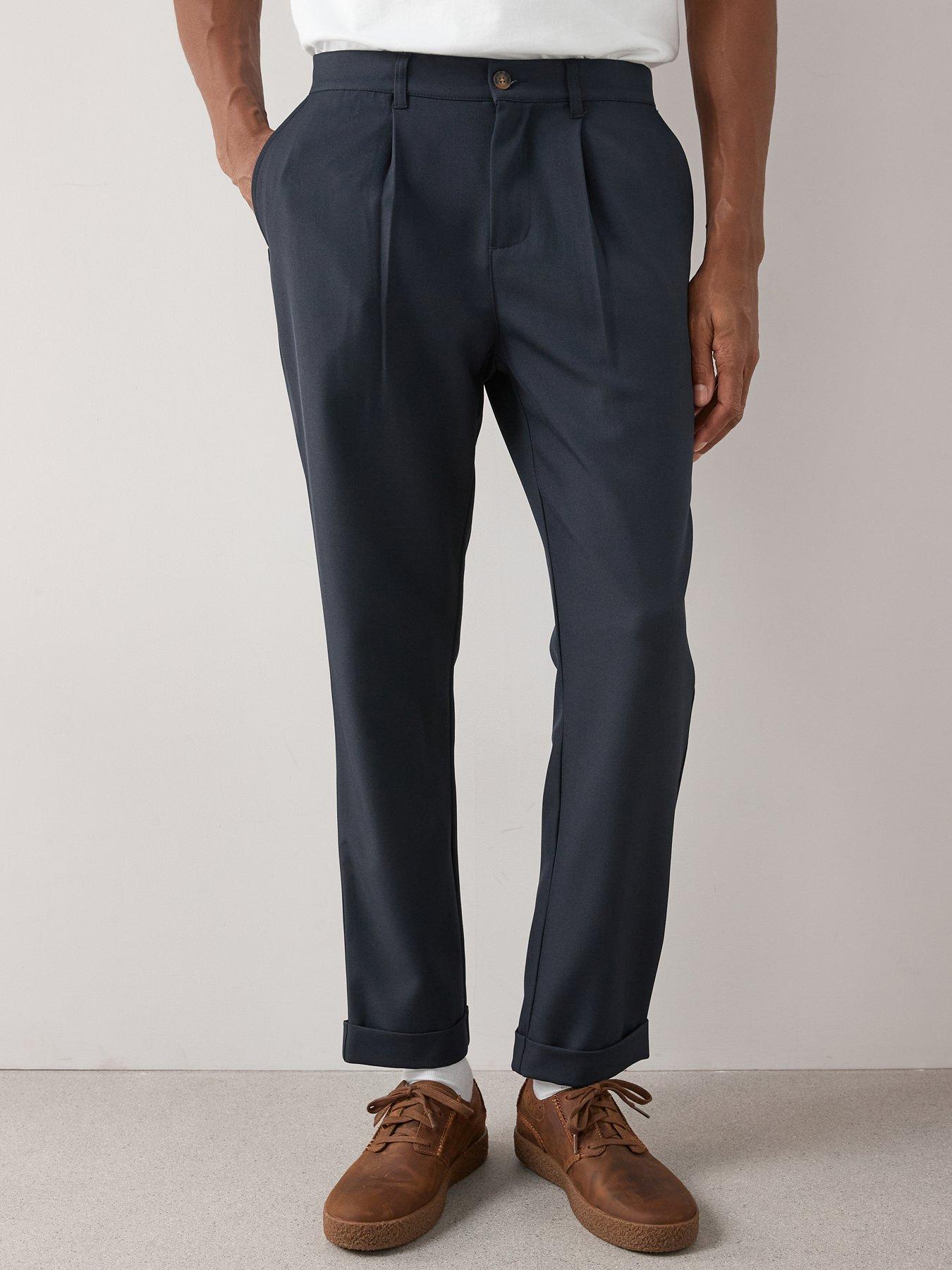 The Very Collection Smart Pleated Trousers - Navy