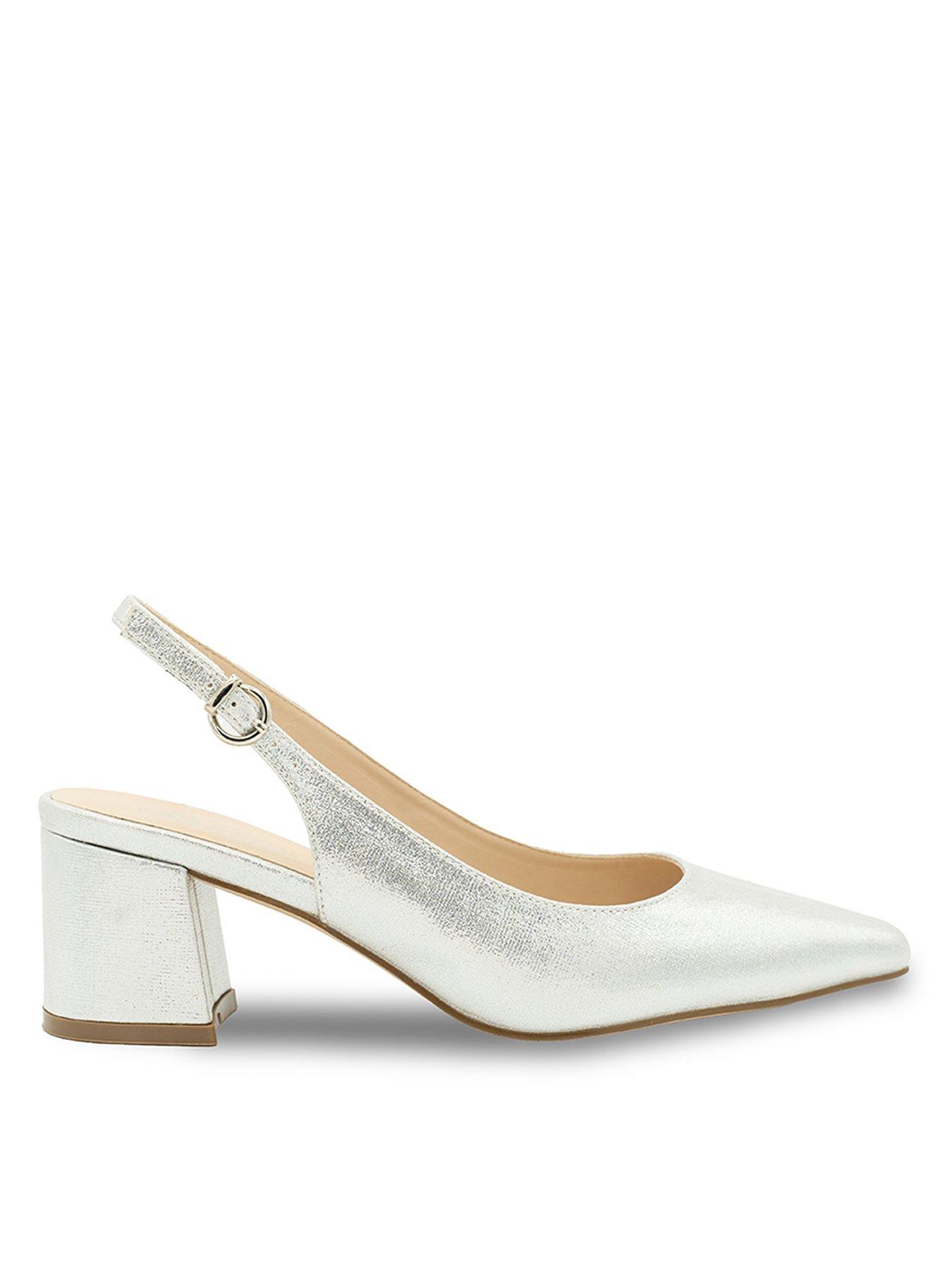 undefined Flynn Shimmer Wide Fit Slingback Heel - Silver