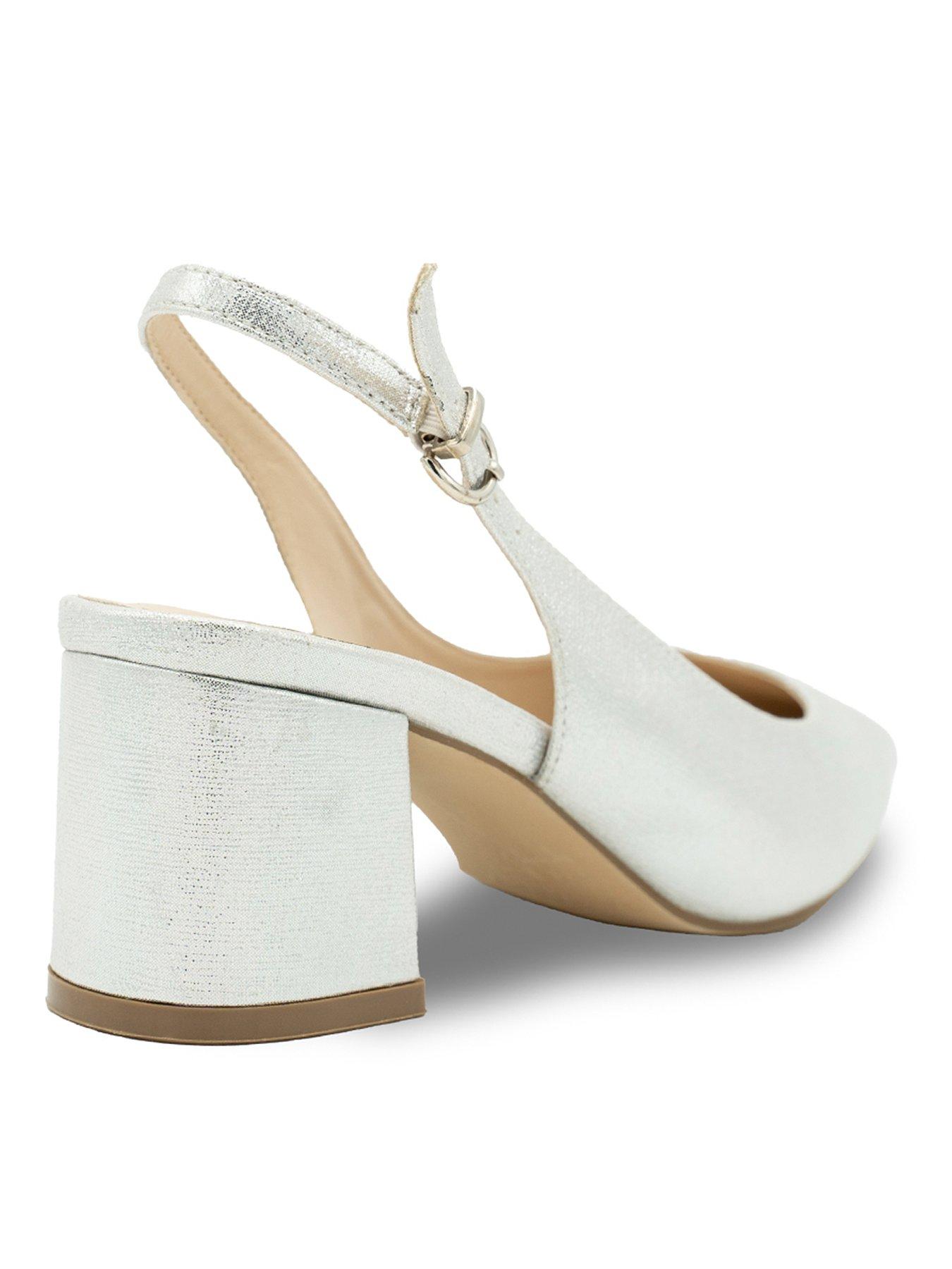 Image 3 of 5 of Paradox London Flynn Shimmer Wide Fit Slingback Heel - Silver