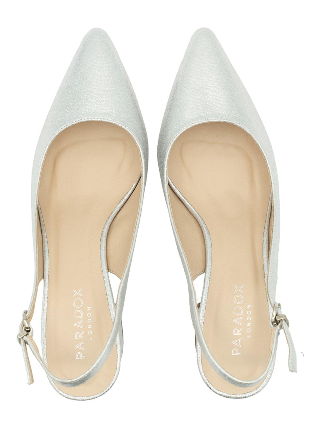 Image 4 of 5 of Paradox London Flynn Shimmer Wide Fit Slingback Heel - Silver