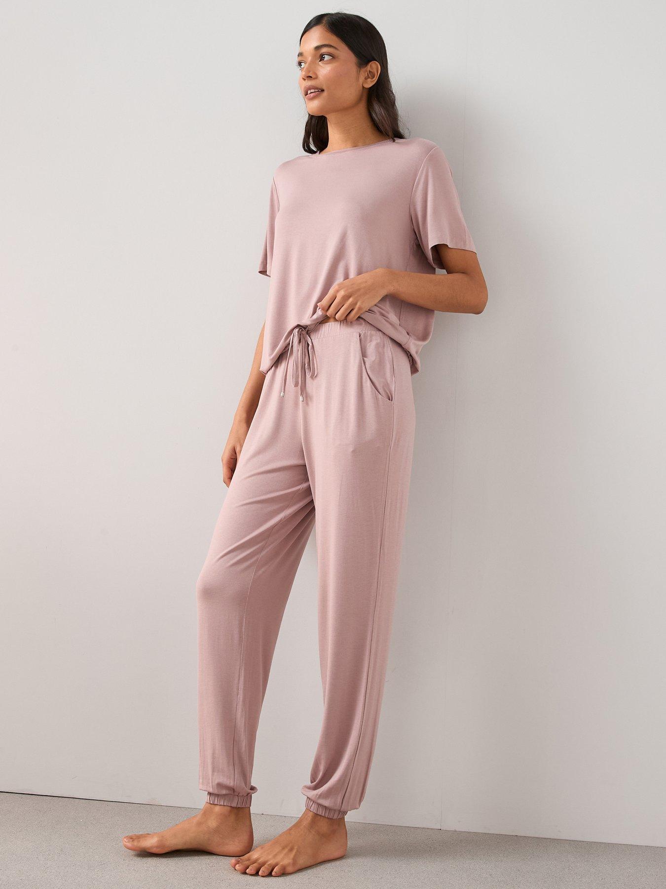 The Very Collection Slouchy Tie Front Short Sleeve And Jogger Pyjama Set - Pink