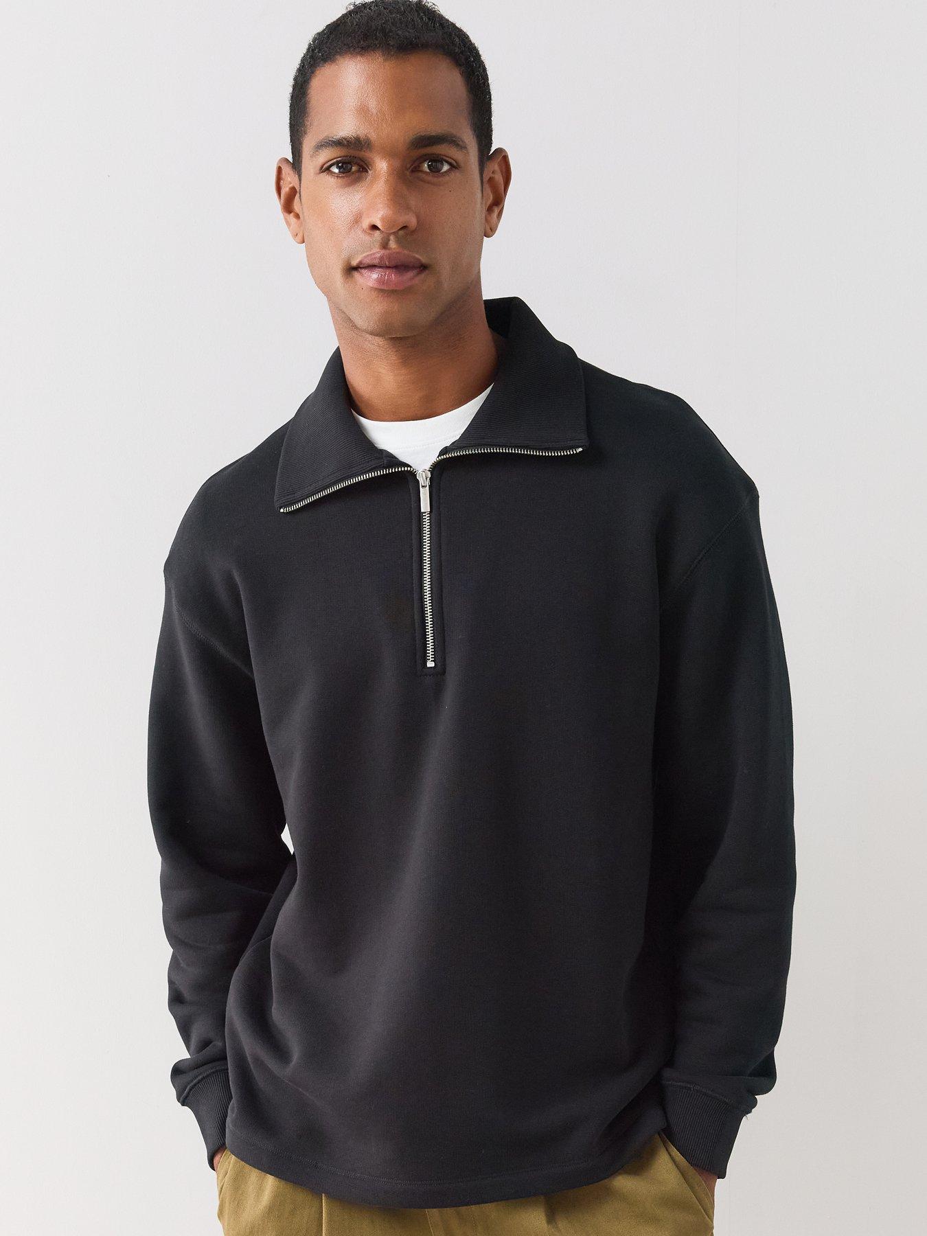 The Very Collection Pure Cotton Premium Quarter Zip Sweat - Black