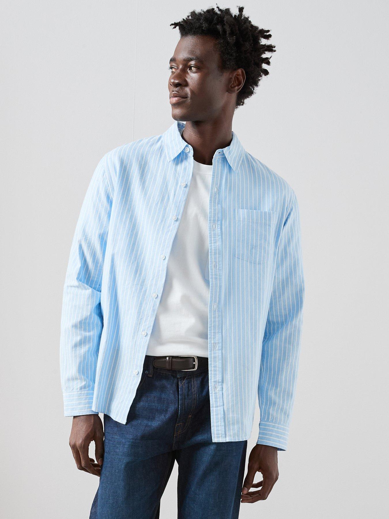 The Very Collection Pure Cotton Striped Front Pocket Shirt - Blue / White