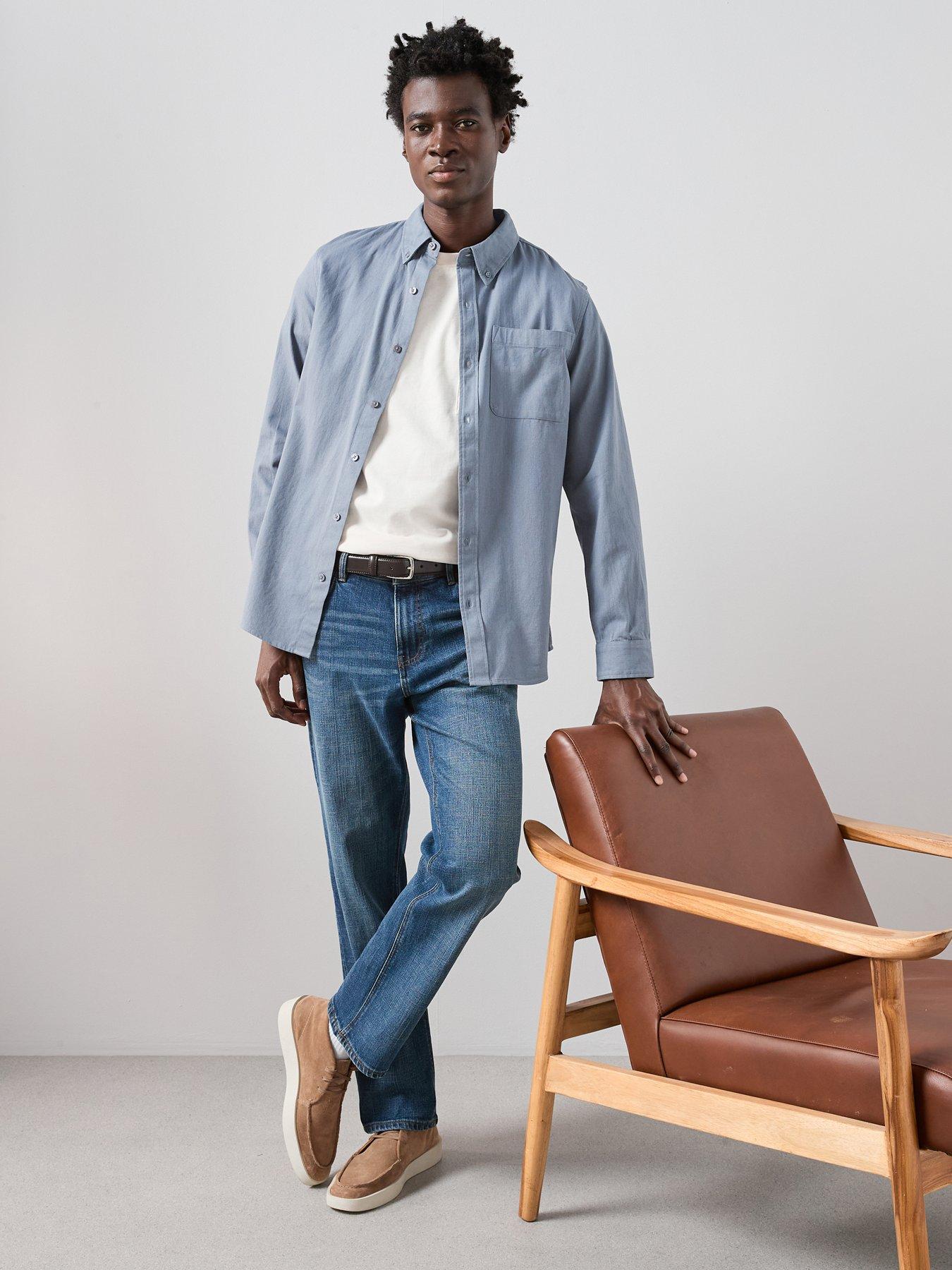 The Very Collection Pure Cotton Washed Twill Shirt - Blue
