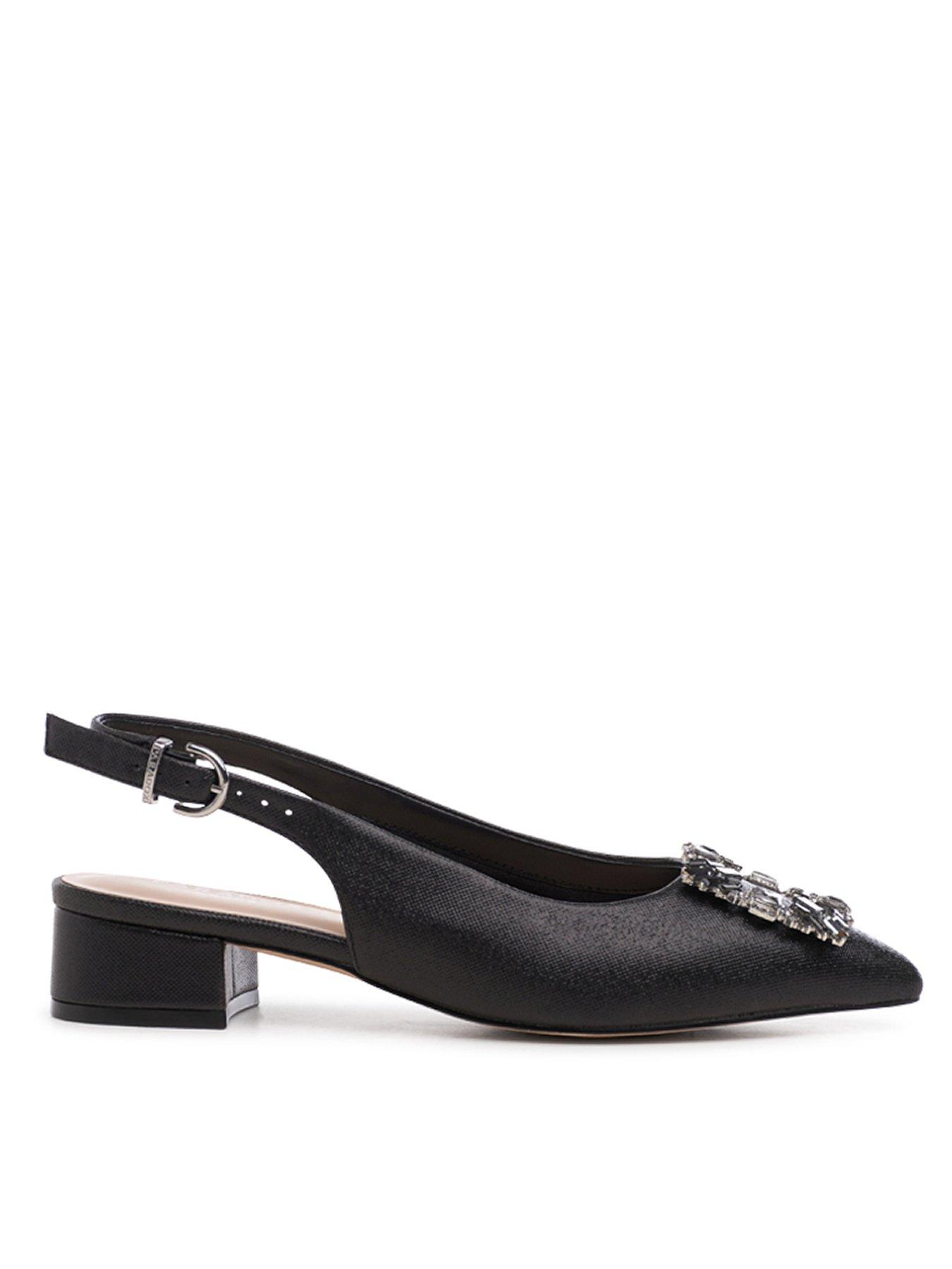 Paradox London Fortune Brooch Wide Fit Slingback Shoe - Black