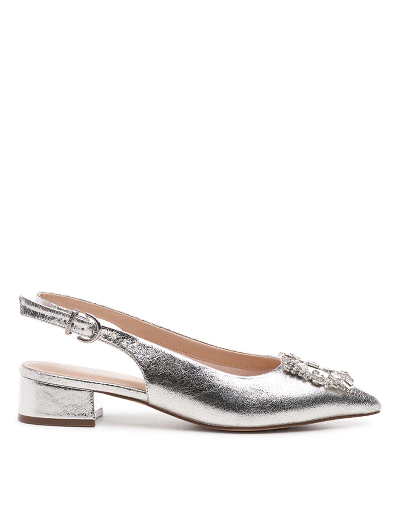 undefined Fortune Brooch Wide Fit Slingback Shoe - Silver