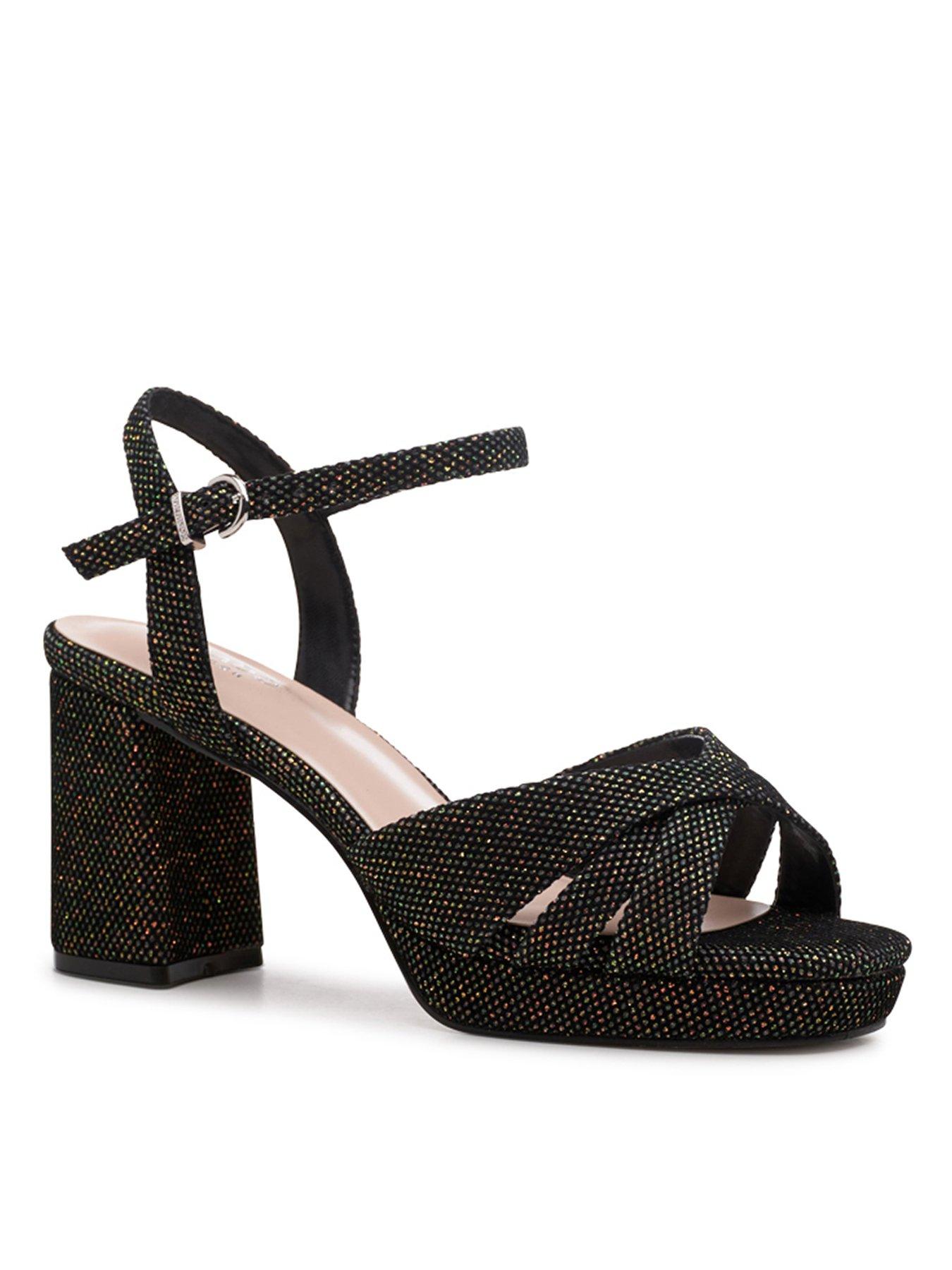 Image 2 of 7 of Paradox London Navarra Velvet Glitter Wide Fit Heel - Black