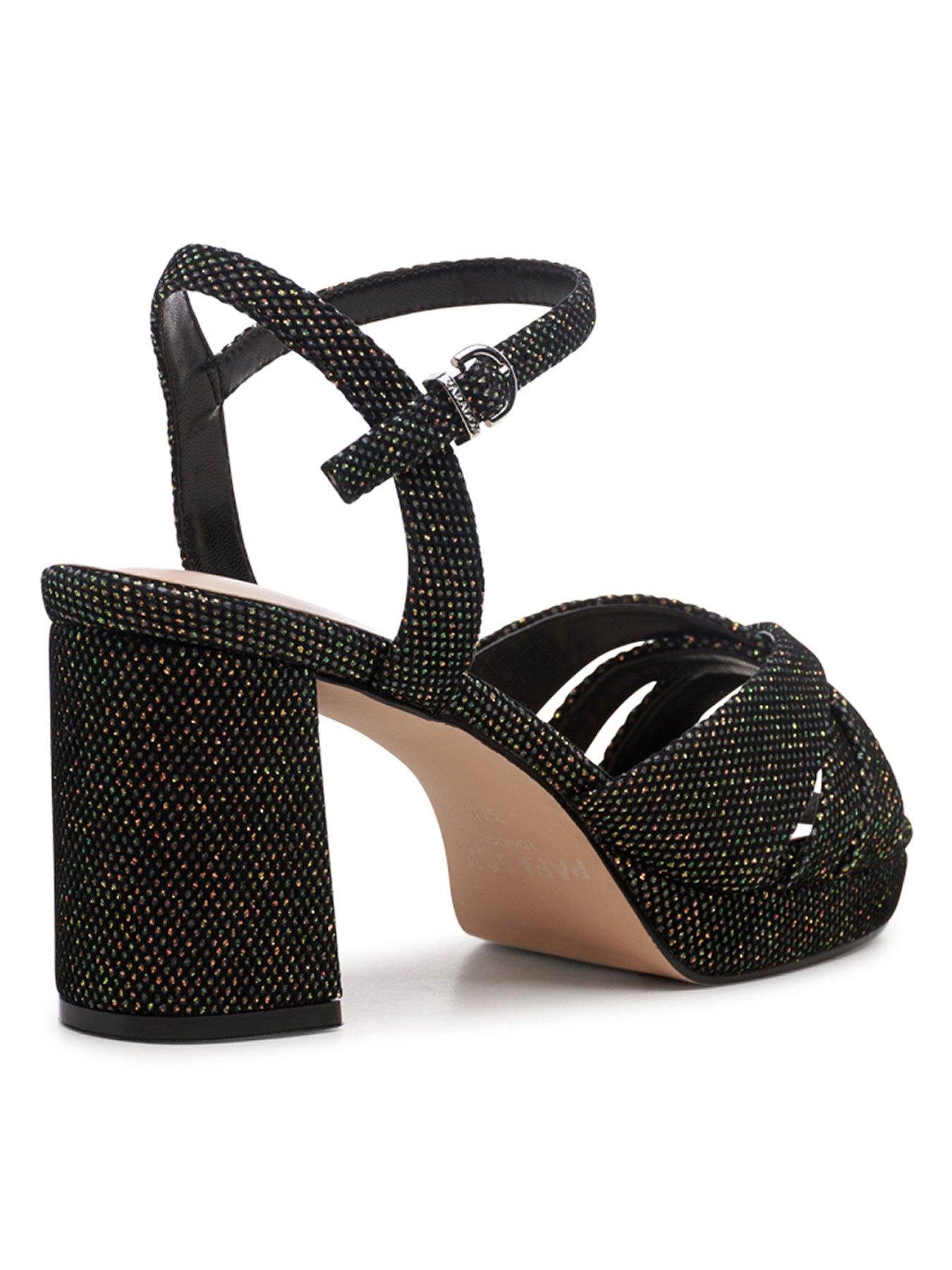Image 3 of 7 of Paradox London Navarra Velvet Glitter Wide Fit Heel - Black