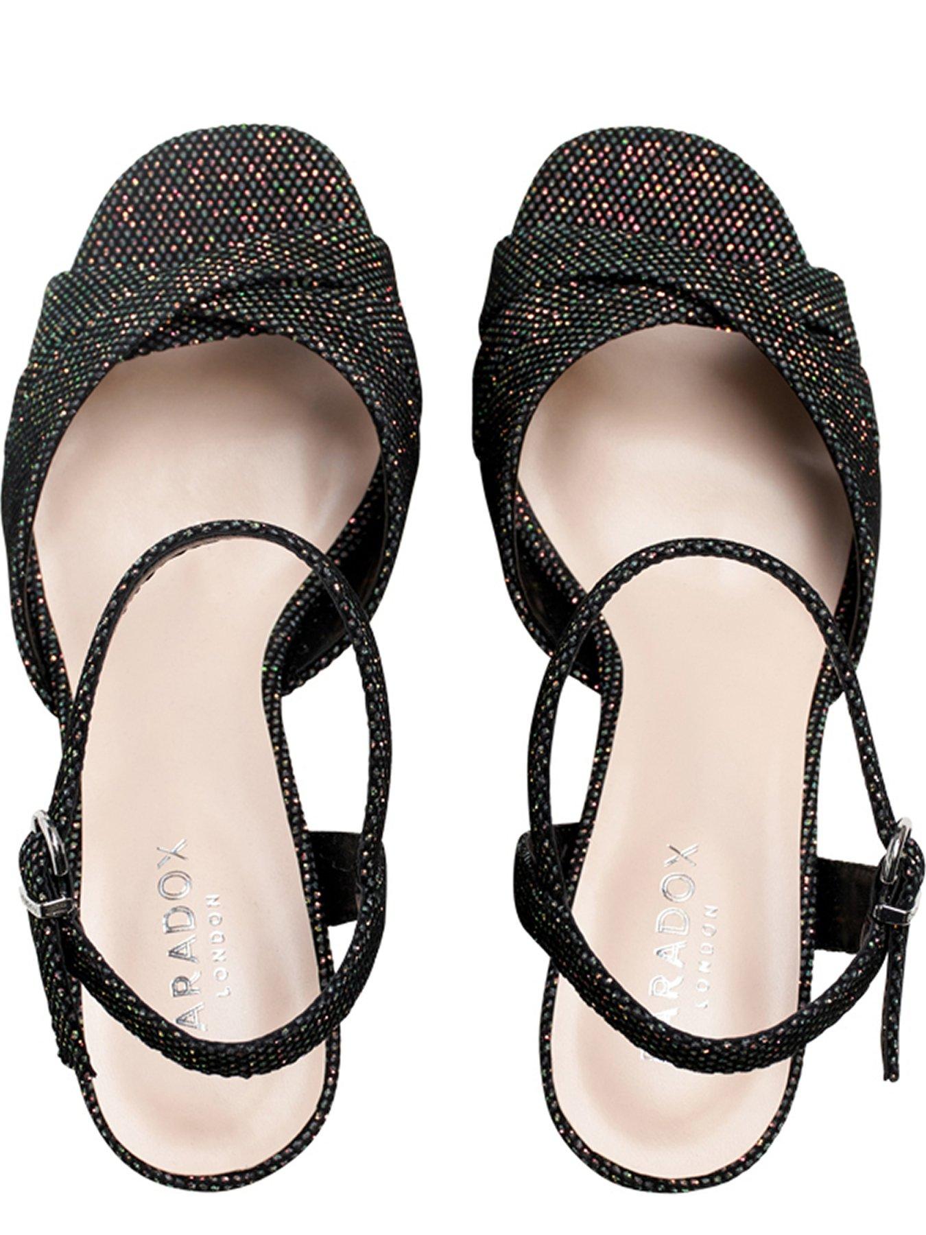Image 4 of 7 of Paradox London Navarra Velvet Glitter Wide Fit Heel - Black