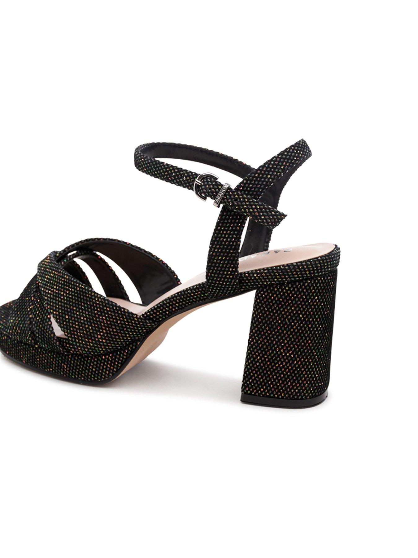 Image 7 of 7 of Paradox London Navarra Velvet Glitter Wide Fit Heel - Black