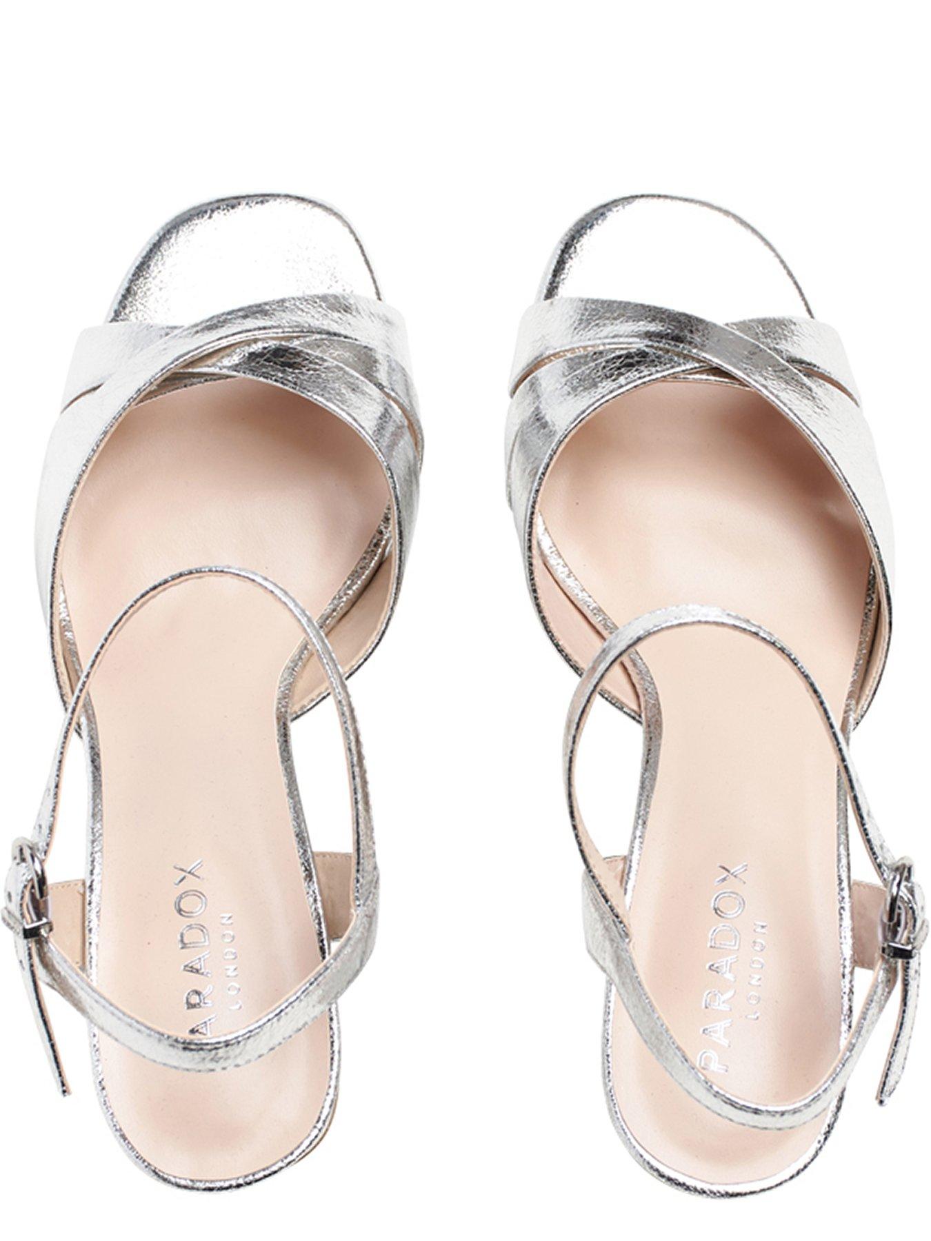 Image 4 of 7 of Paradox London Navarra Metallic Wide Fit Heel - Silver