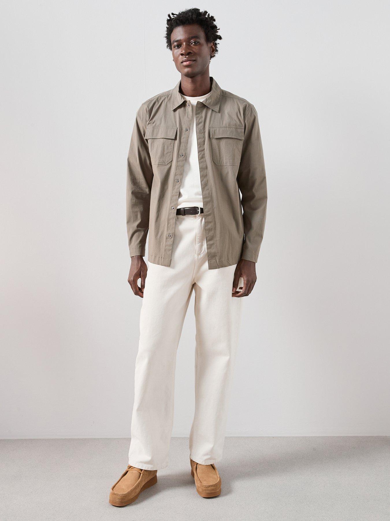 the-very-collection-cotton-rich-double-pocket-textured-overshirt-khaki