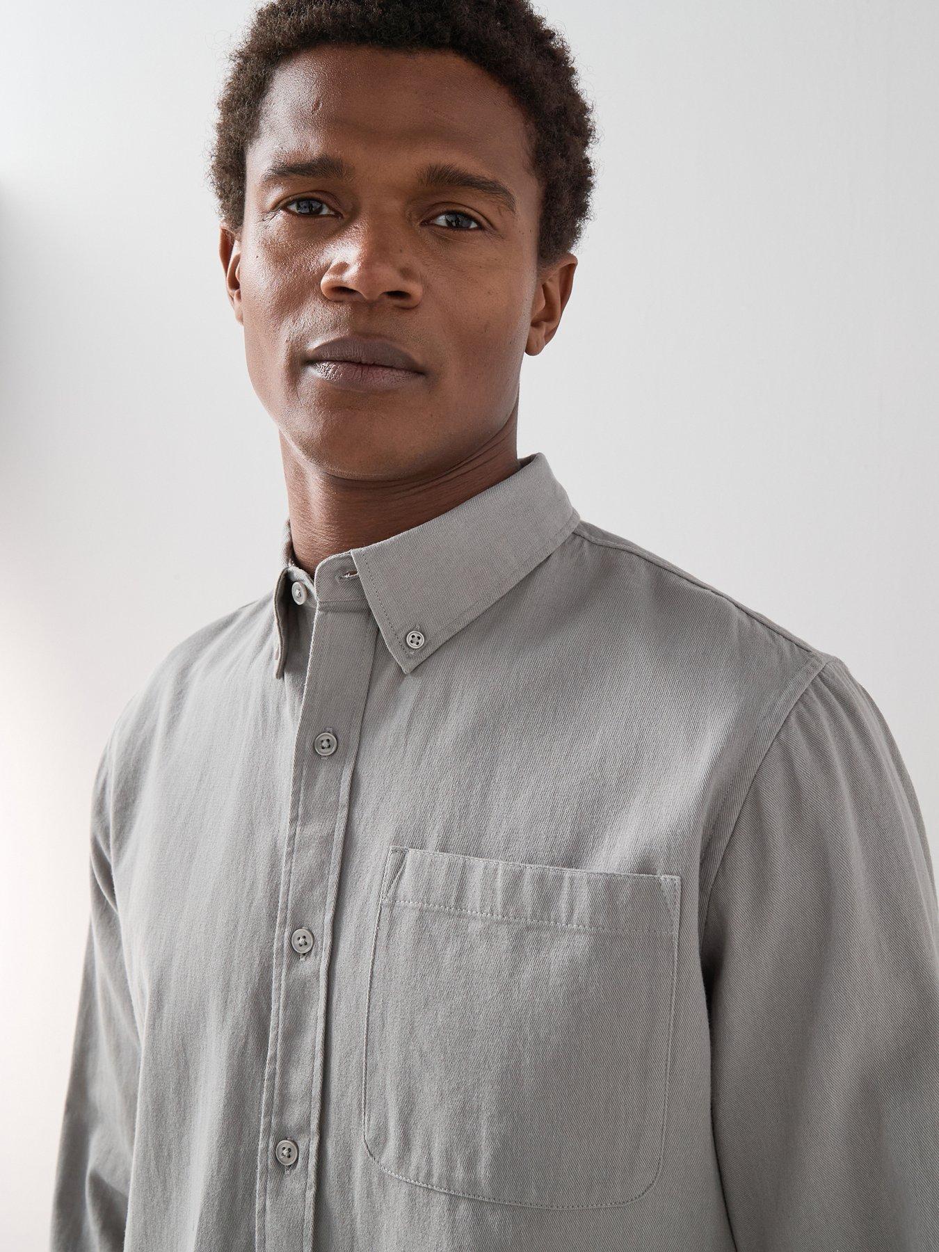 The Very Collection Pure Cotton Washed Twill Shirt - Charcoal