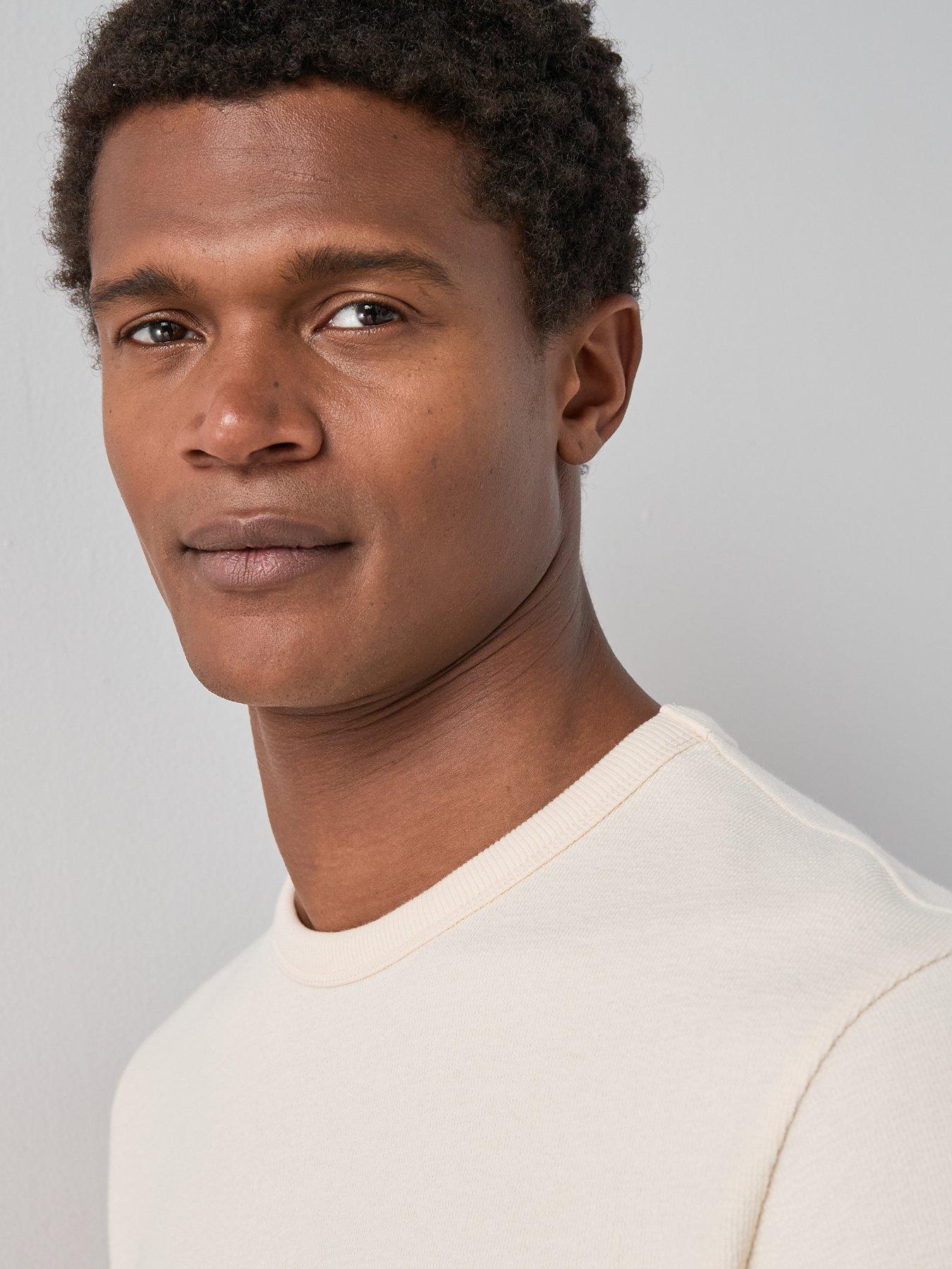 Image 5 of 7 of The Very Collection Cotton Rich Textured Crew Neck T-shirt - Cream