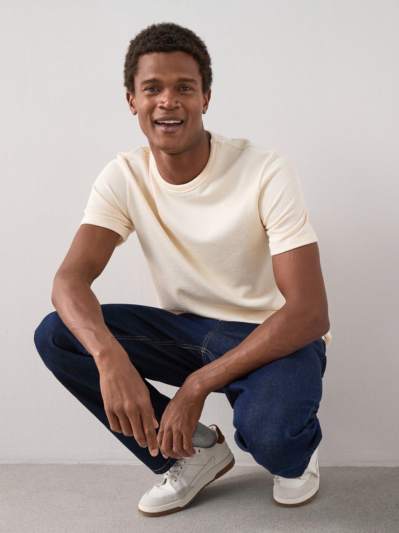 Image 6 of 7 of The Very Collection Cotton Rich Textured Crew Neck T-shirt - Cream