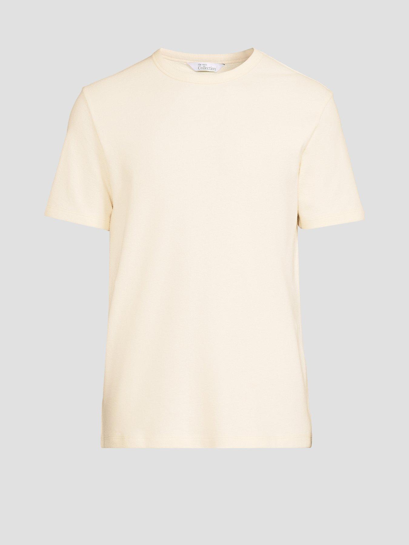 Image 7 of 7 of The Very Collection Cotton Rich Textured Crew Neck T-shirt - Cream