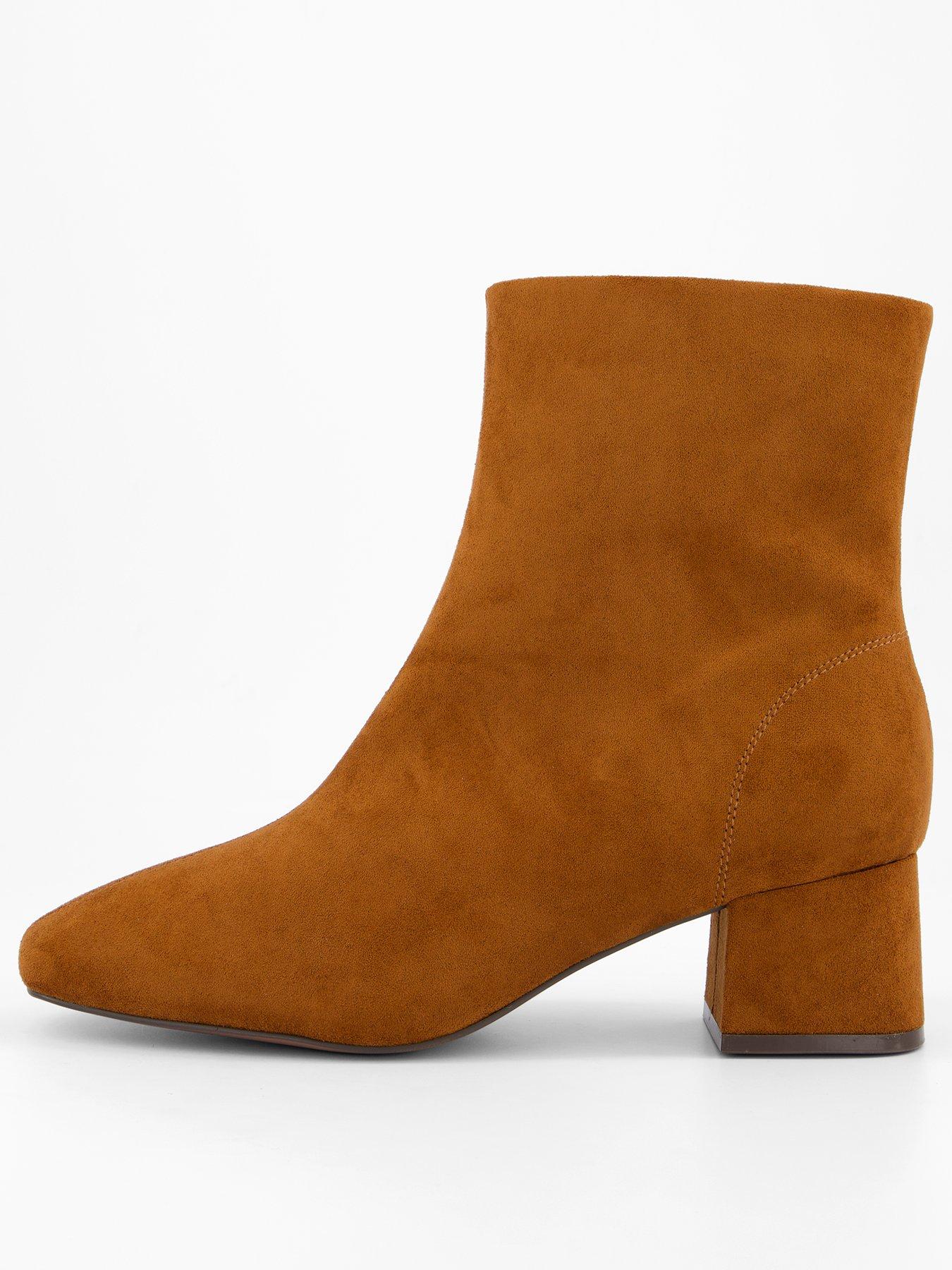  image of the-very-collection-extra-wide-fit-square-toe-heeled-ankle-boot-brown