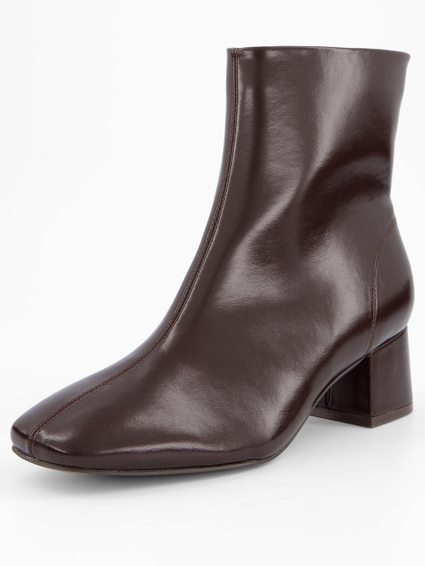  image of the-very-collection-extra-wide-fit-square-toe-heeled-ankle-boot-red