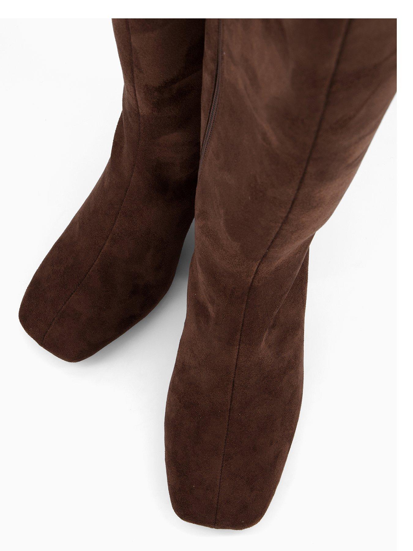  image of the-very-collection-wide-fit-block-heel-knee-high-boot-brown