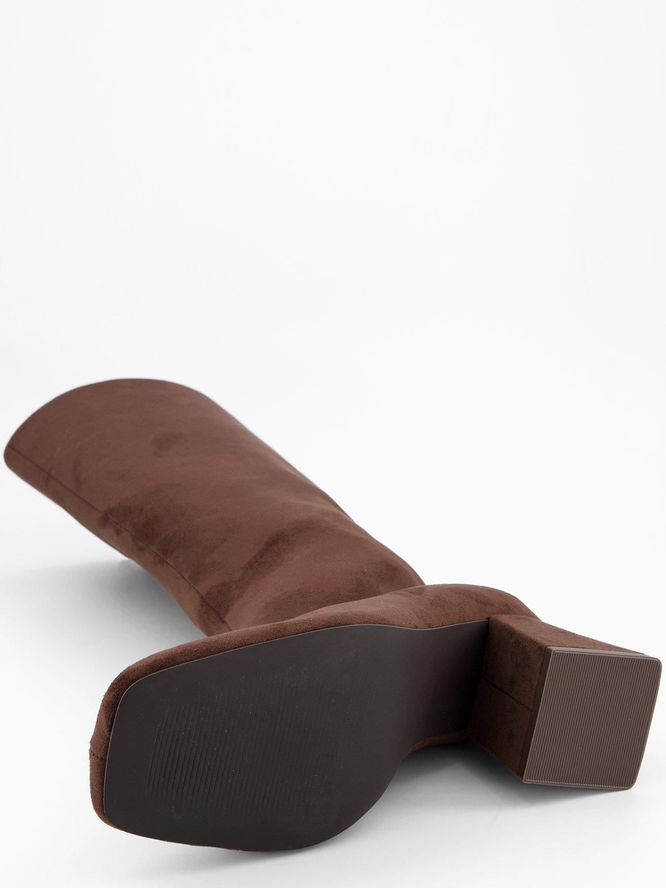  image of the-very-collection-wide-fit-block-heel-knee-high-boot-brown