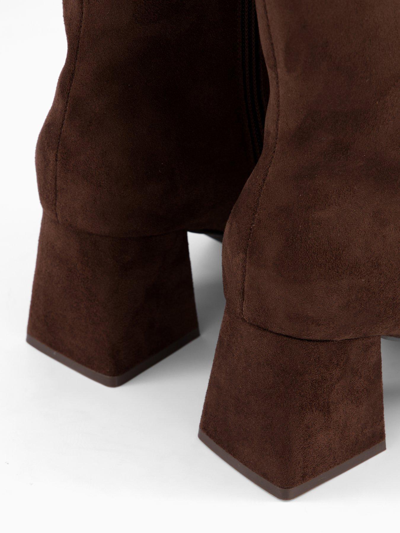  image of the-very-collection-wide-fit-block-heel-knee-high-boot-brown