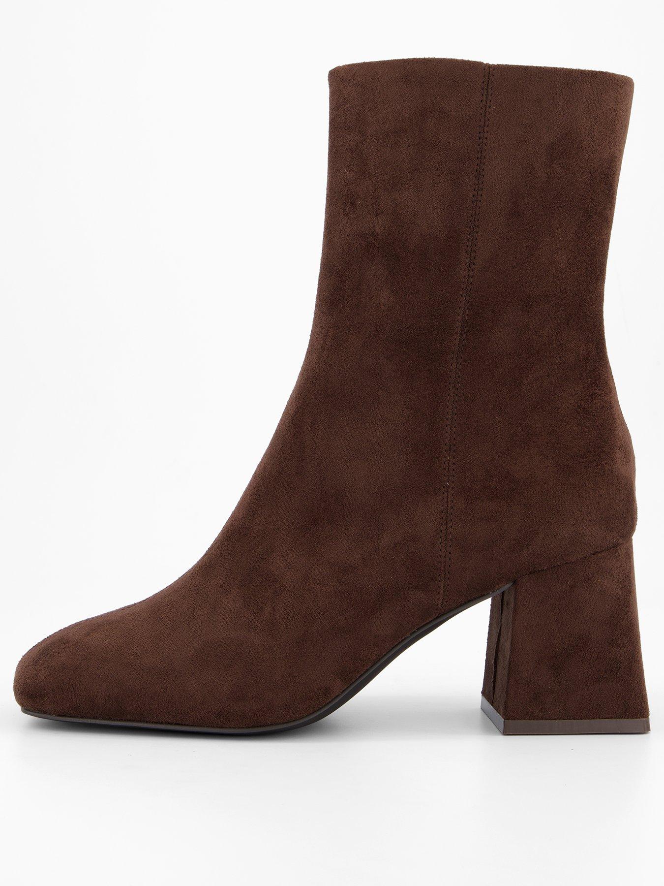 Image 1 of 7 of The Very Collection Extra Wide Fit Block Heel Ankle Boot - Brown