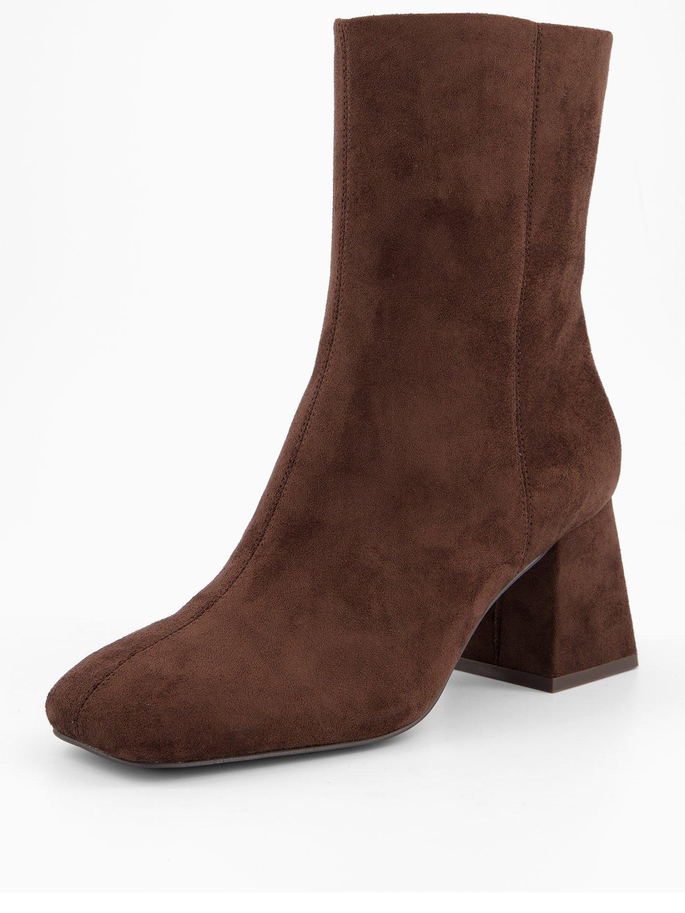 Image 2 of 7 of The Very Collection Extra Wide Fit Block Heel Ankle Boot - Brown