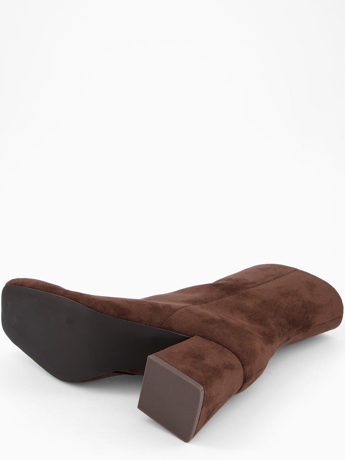 Image 4 of 7 of The Very Collection Extra Wide Fit Block Heel Ankle Boot - Brown