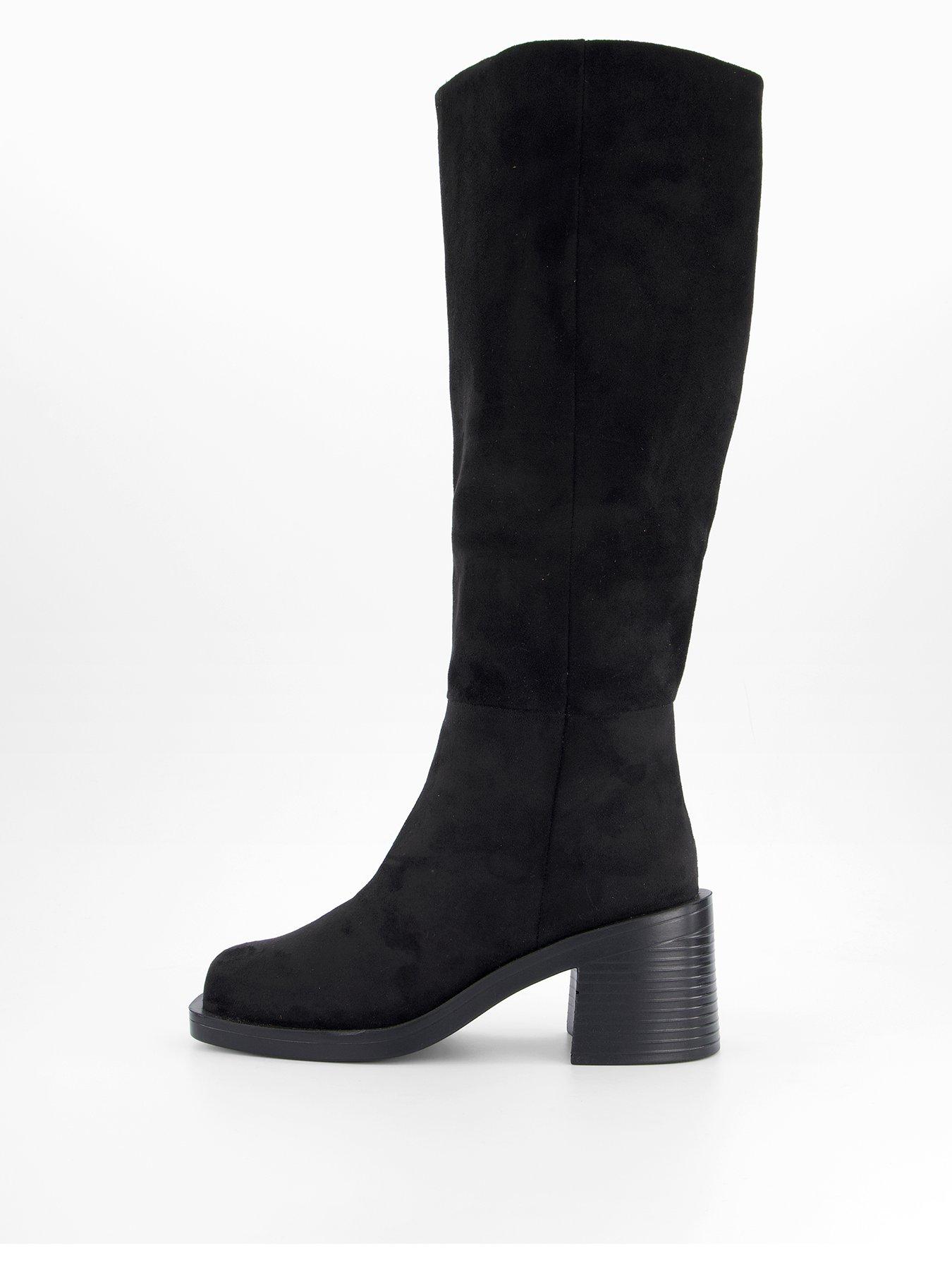  image of the-very-collection-wide-fit-block-heel-knee-boot-black