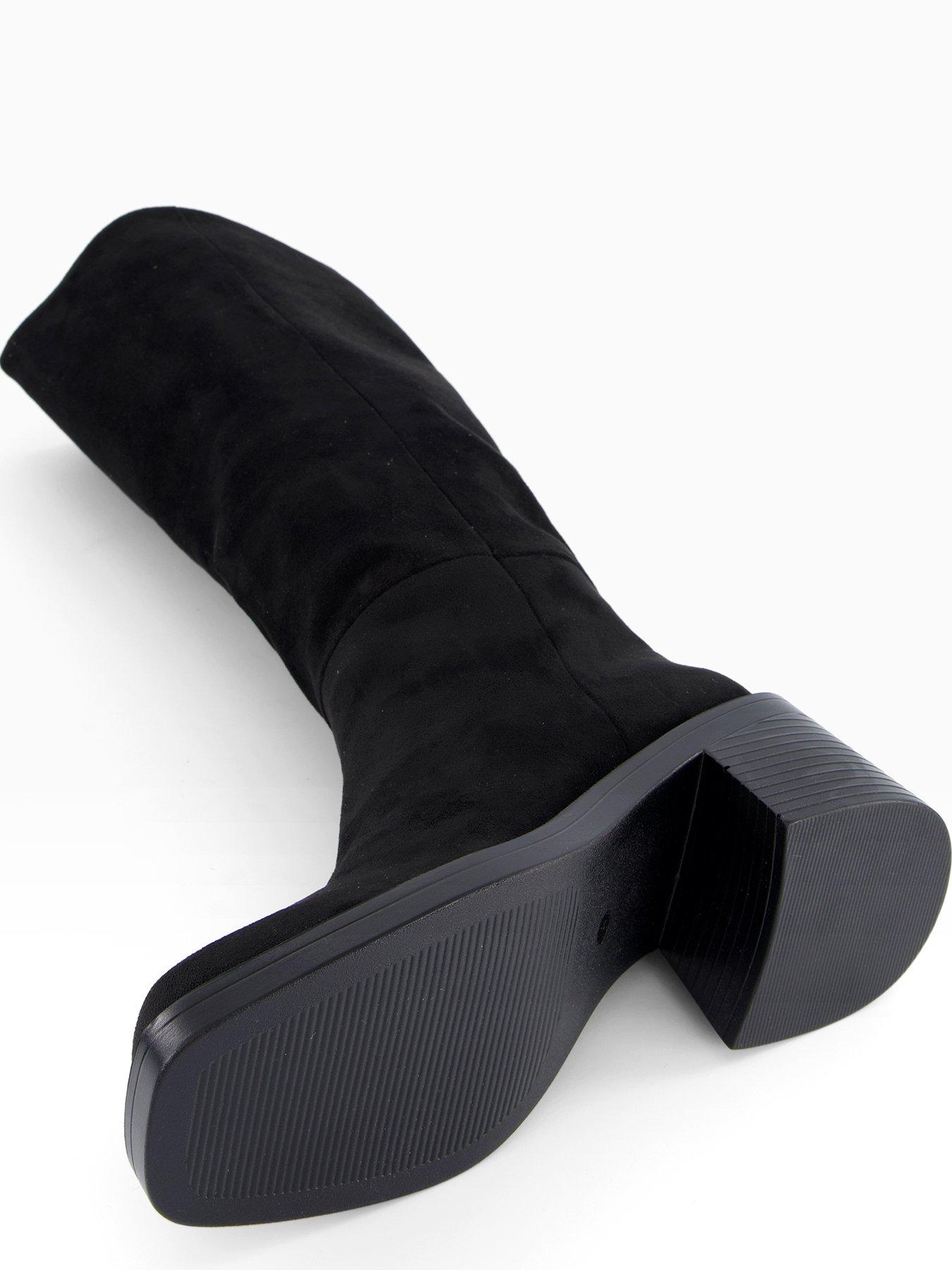  image of the-very-collection-wide-fit-block-heel-knee-boot-black