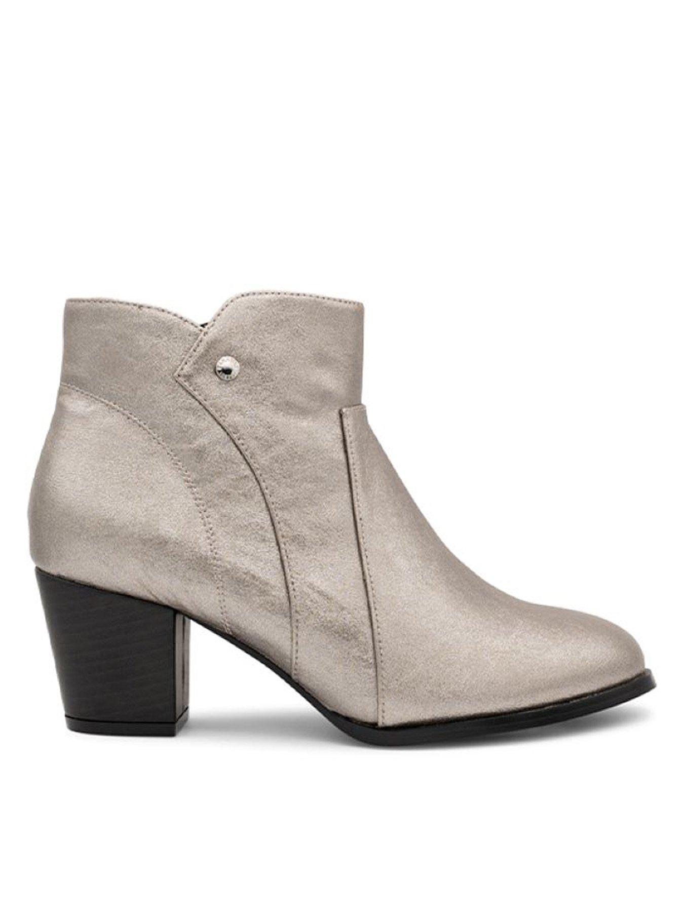 Image 1 of 5 of Paradox London Belinda Wide Fit Faux Leather Ankle Boot - Pewter