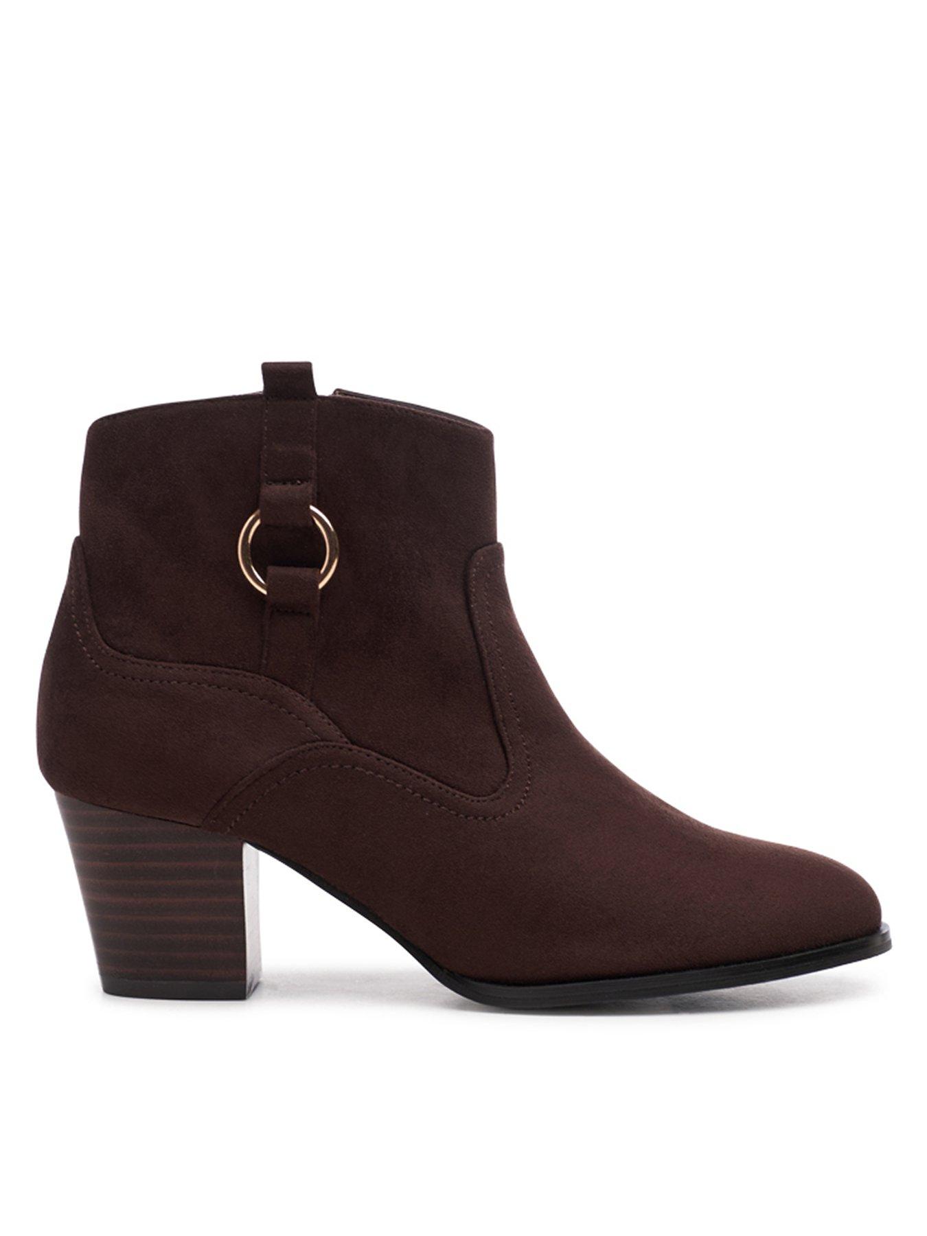 undefined Bexley Wide Fit Microsuede Ankle Boot - Chocolate