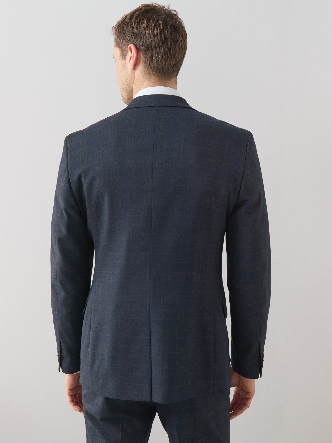 stillFront image of the-very-collection-slim-fit-single-breasted-checked-suit-jacket-navy