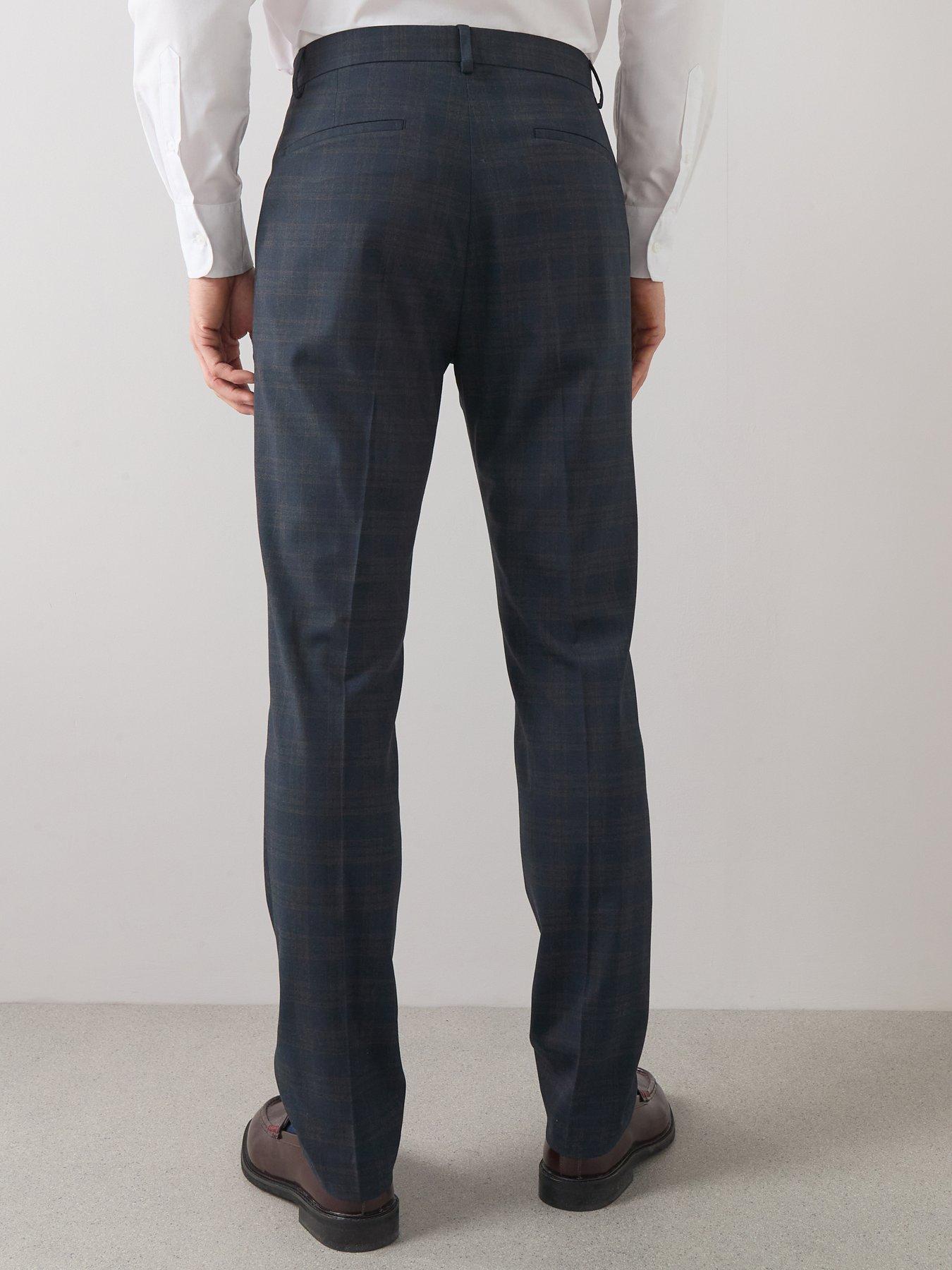 Image 2 of 6 of The Very Collection Slim Fit Checked Suit Trousers - Navy