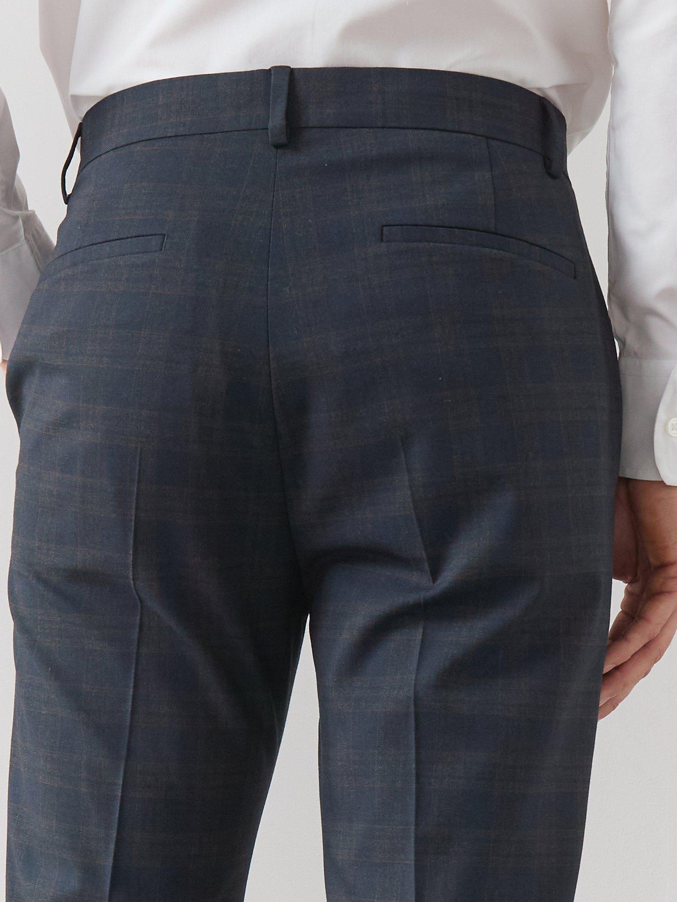 Image 4 of 6 of The Very Collection Slim Fit Checked Suit Trousers - Navy