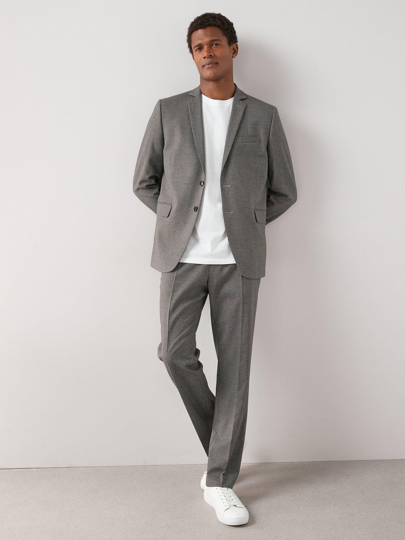 Image 3 of 7 of The Very Collection Regular Fit Textured Suit Trousers - Grey