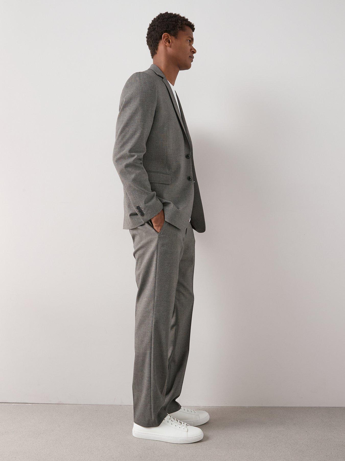 Image 4 of 7 of The Very Collection Regular Fit Textured Suit Trousers - Grey