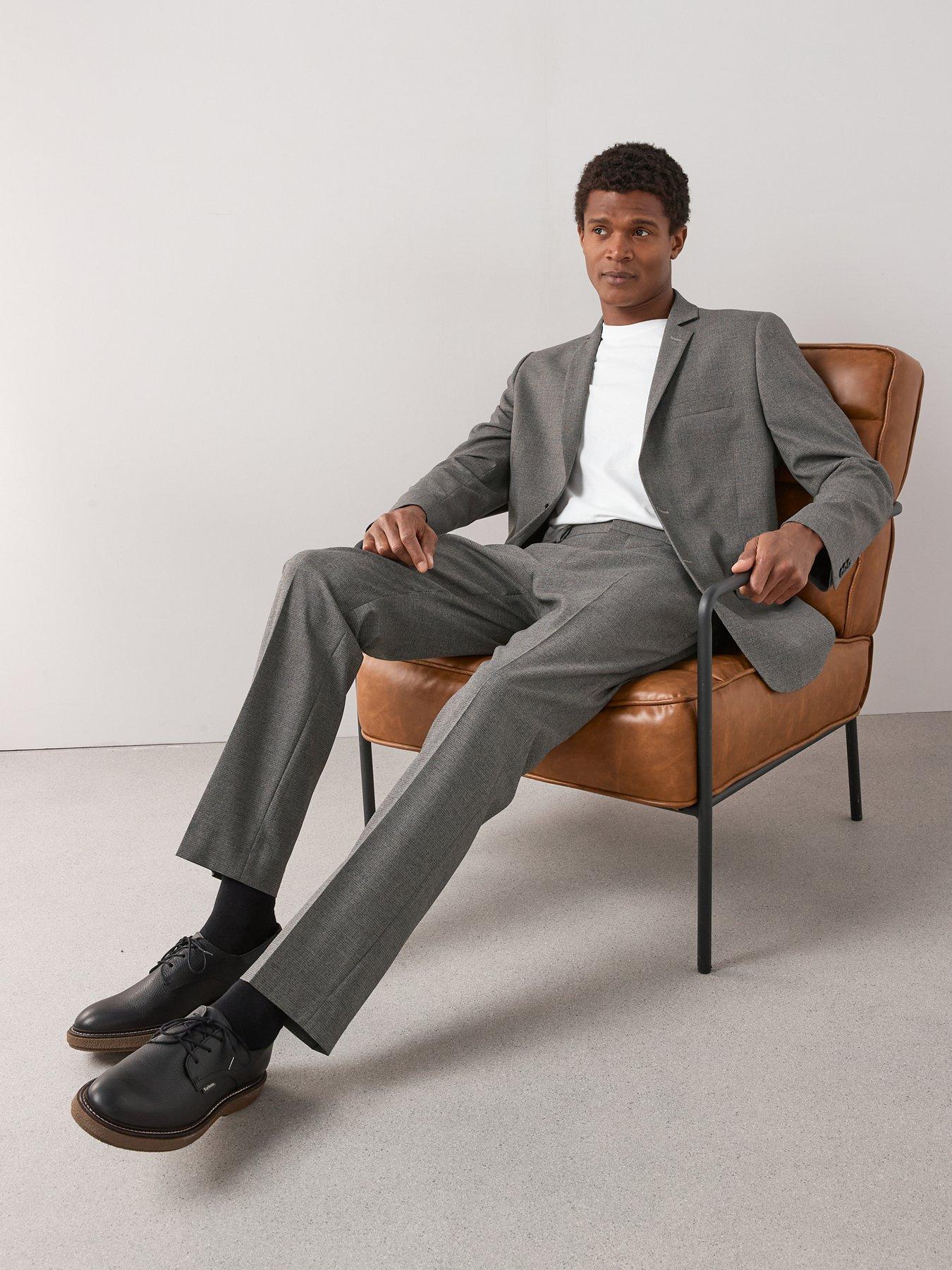 Image 6 of 7 of The Very Collection Regular Fit Textured Suit Trousers - Grey