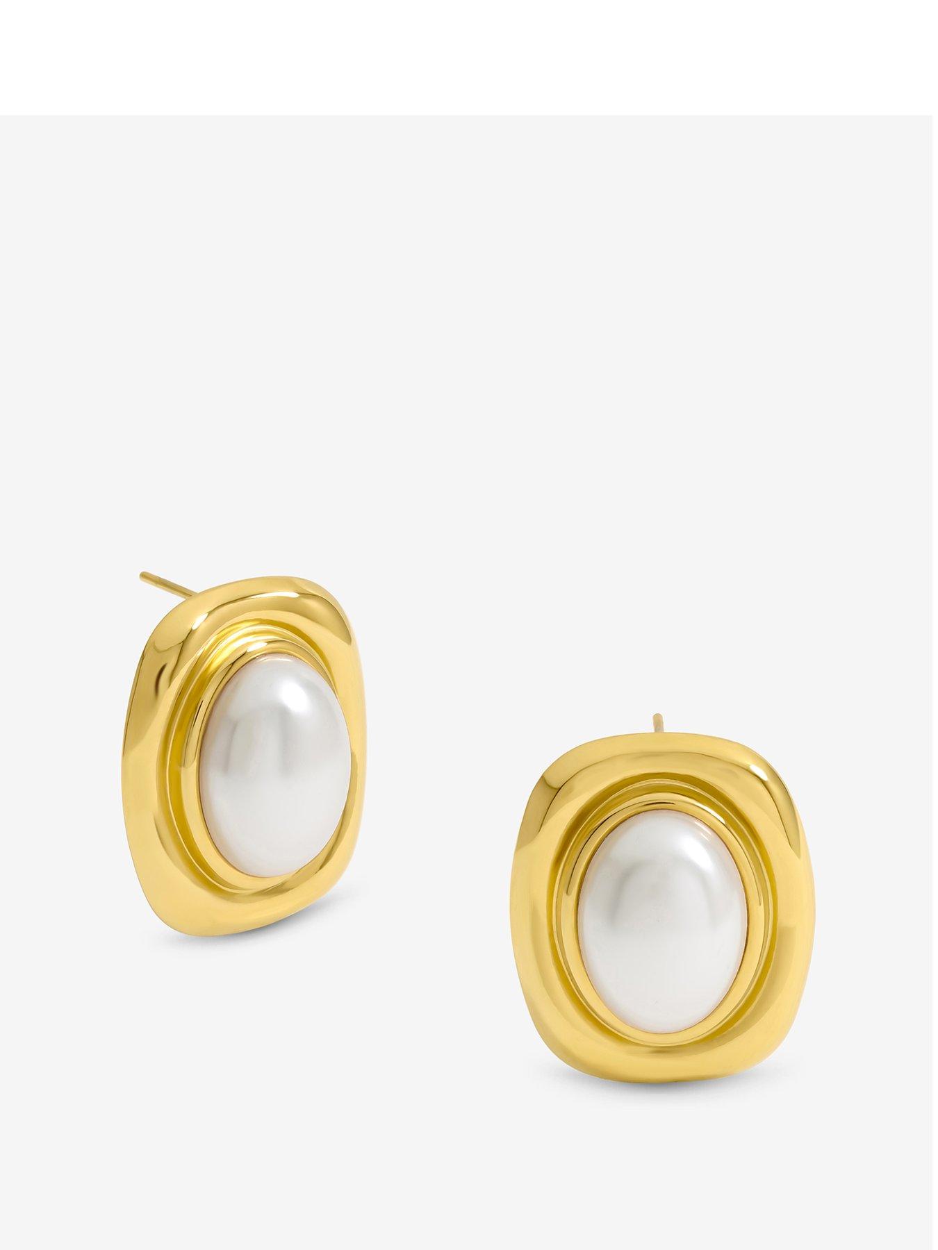 Image 1 of 5 of Jon Richard Plated And Pearl Polished Earrings - Gold