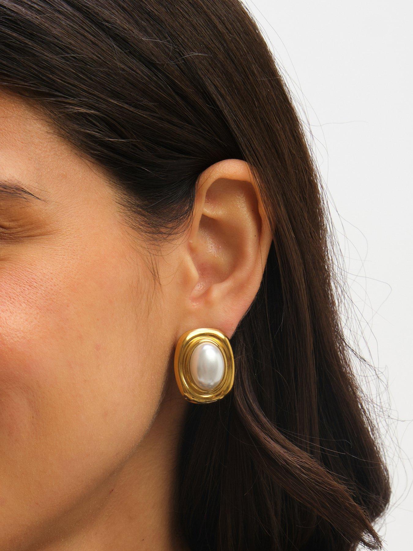 Image 2 of 5 of Jon Richard Plated And Pearl Polished Earrings - Gold