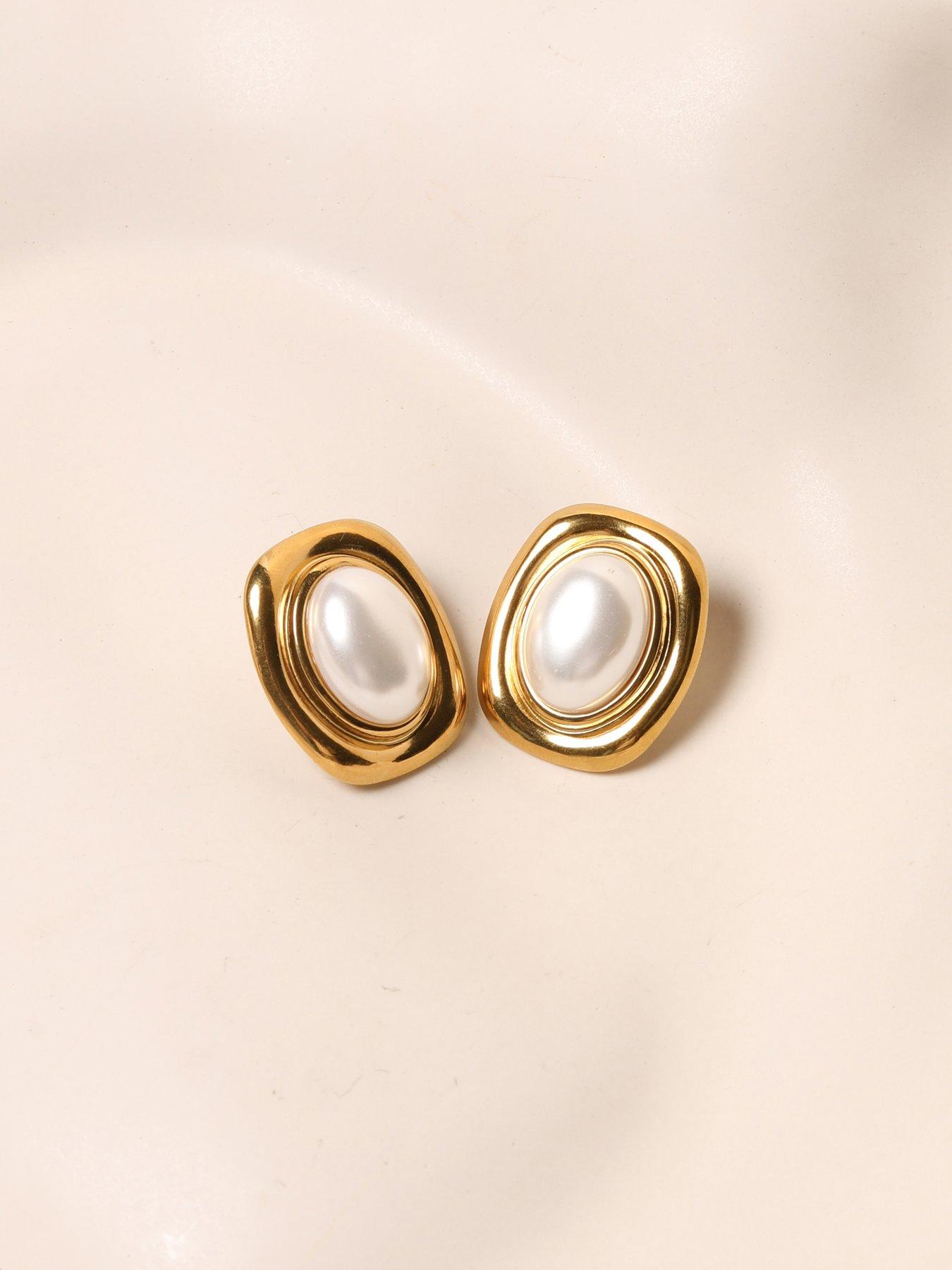 Image 3 of 5 of Jon Richard Plated And Pearl Polished Earrings - Gold