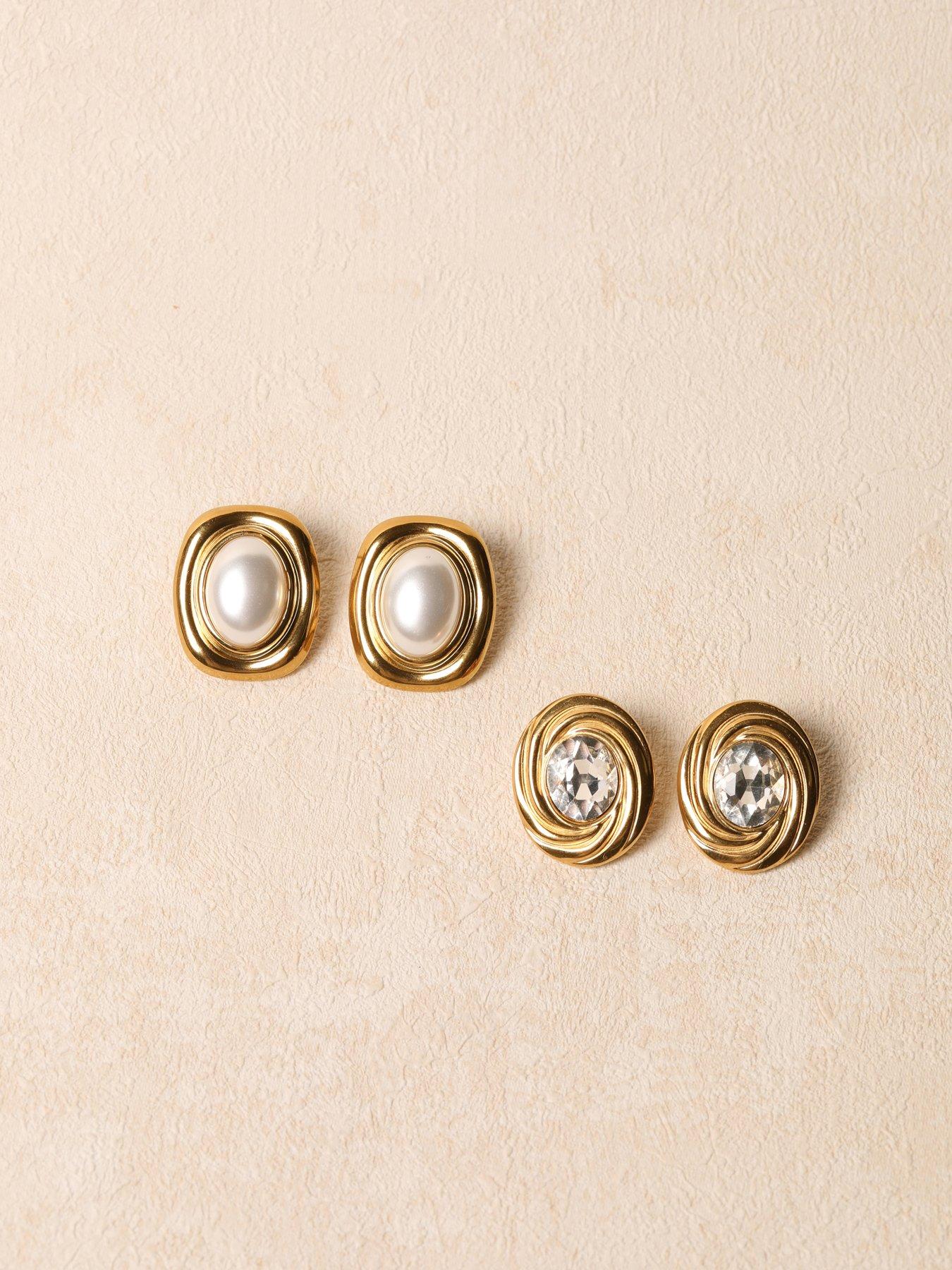 Image 5 of 5 of Jon Richard Plated And Pearl Polished Earrings - Gold
